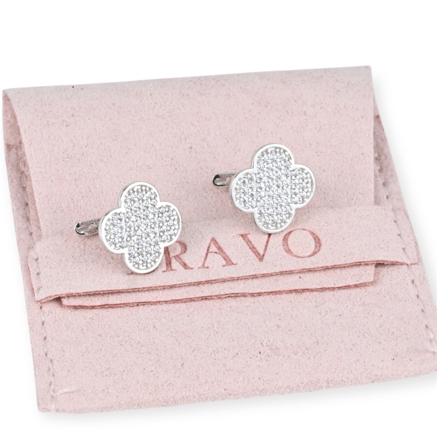 White Gold Earrings Clover