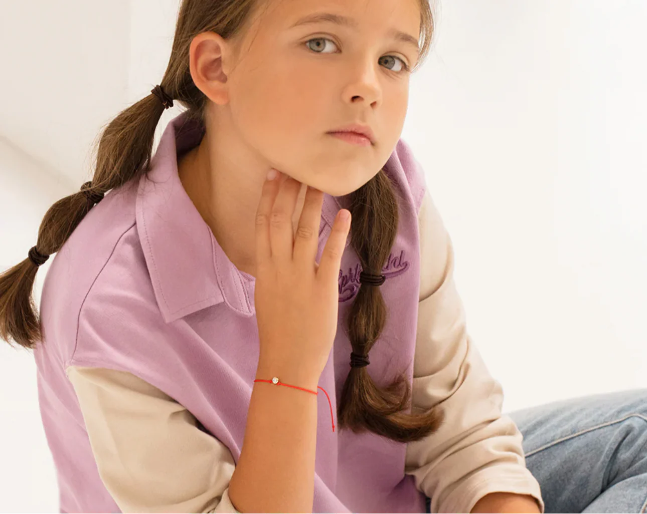 Red Thread Kids Bracelet Yellow Gold