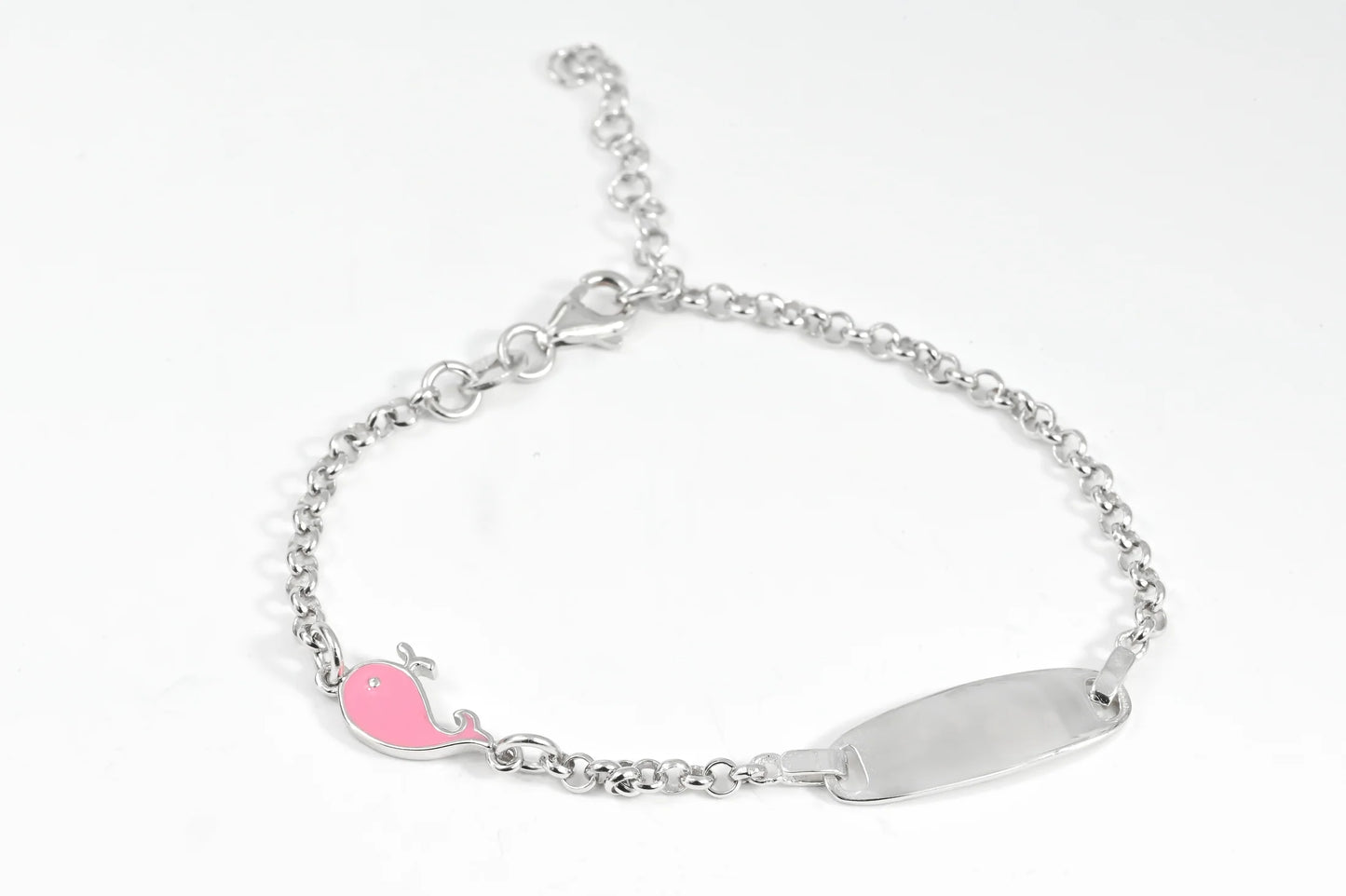Silver Kids Bracelet Pink Dolphin