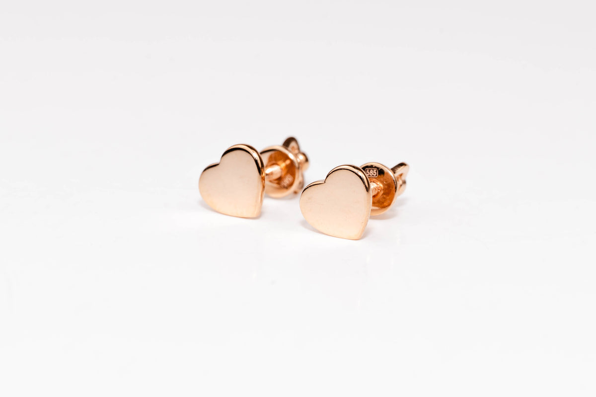 Rose Gold Stud Earrings Hearts