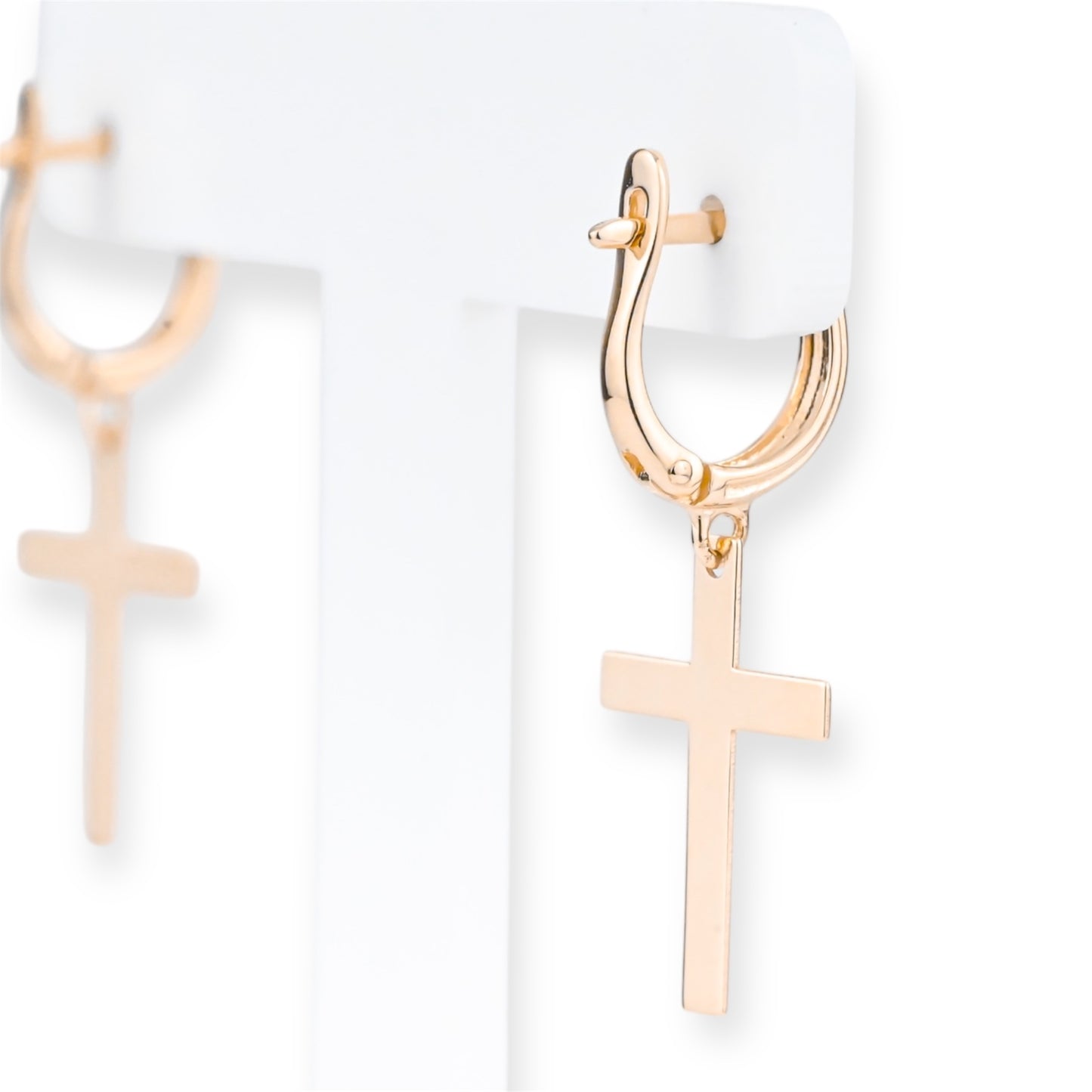 Dangle Earrings Cross Rose Gold