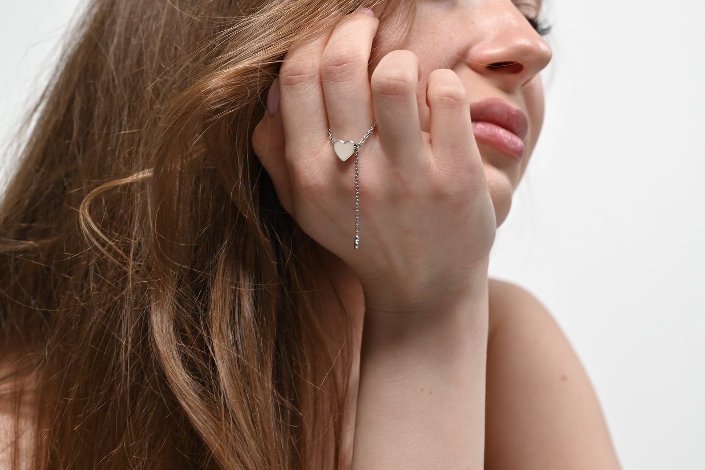 Ring Hearts White Gold (Size is adjustable)