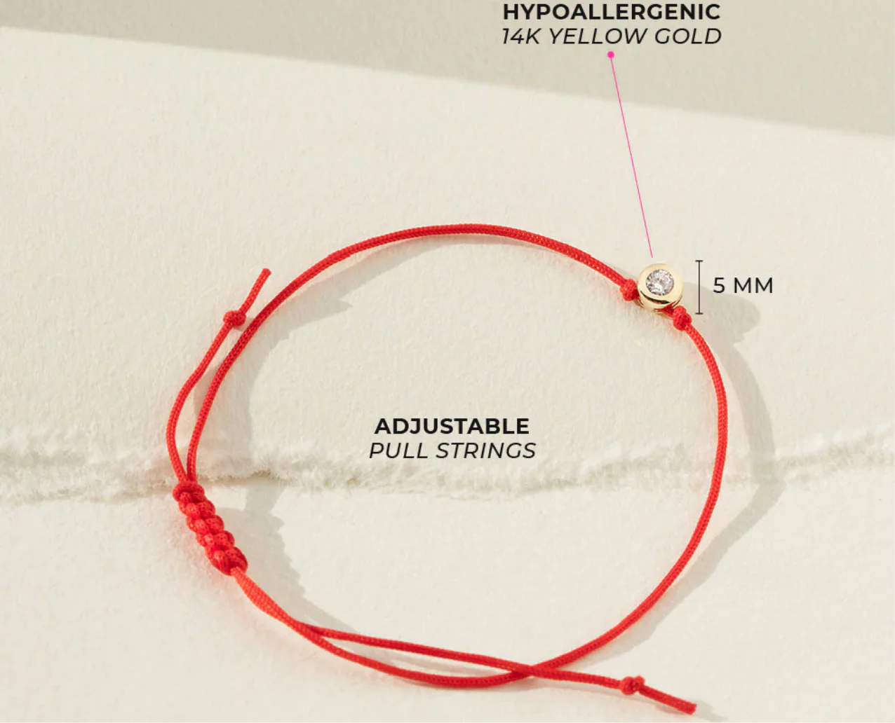 Red Thread Kids Bracelet Yellow Gold