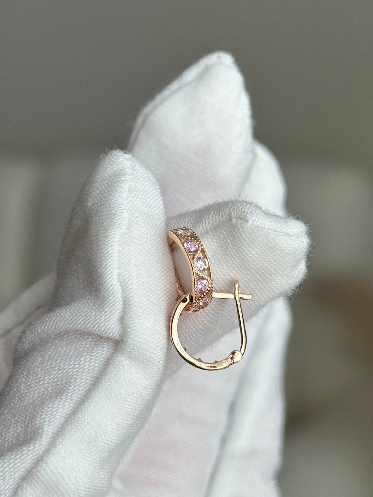 Kids Earrings Dream with Pink&White Zirconia stones