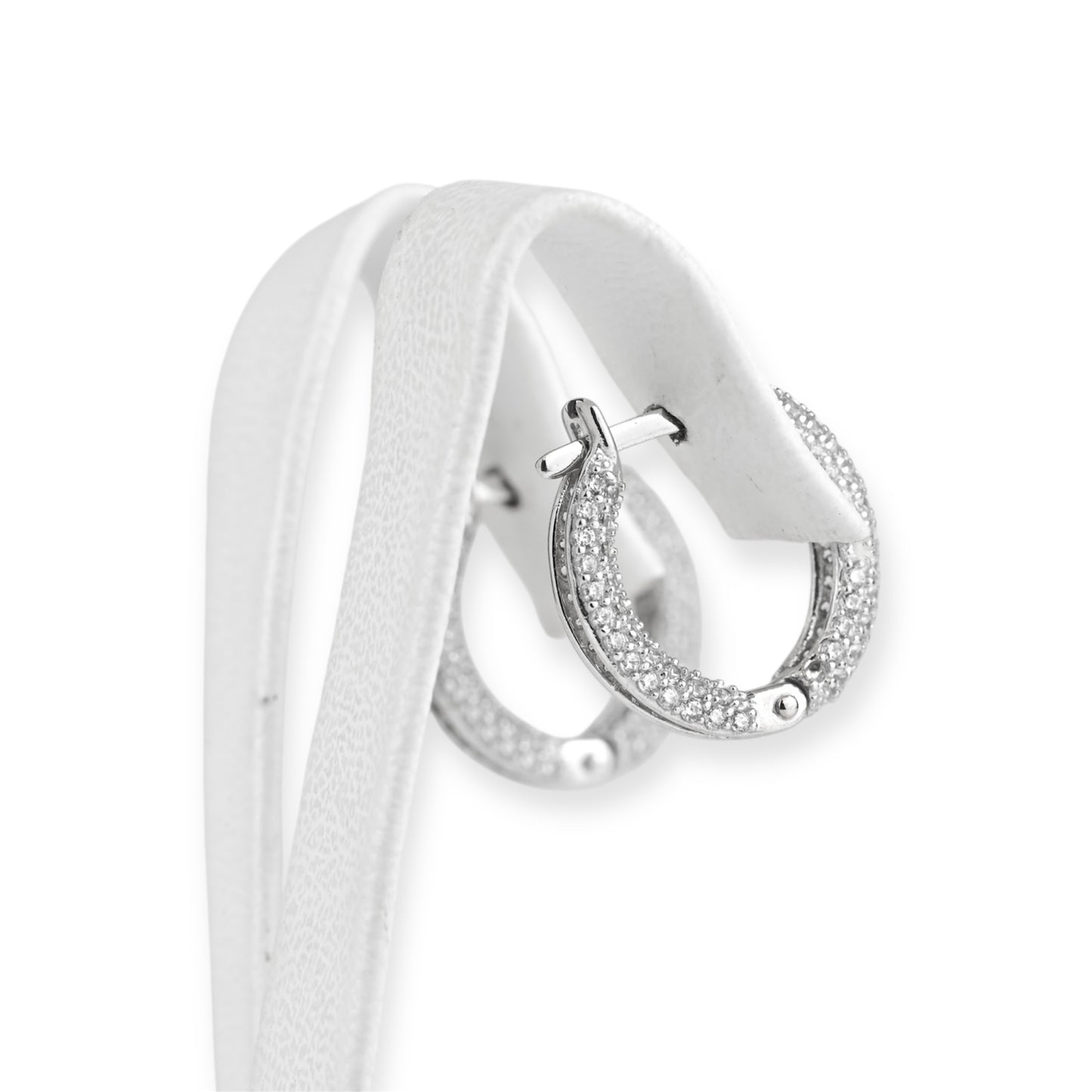 White Gold Hoops Earrings with Zirconia stones