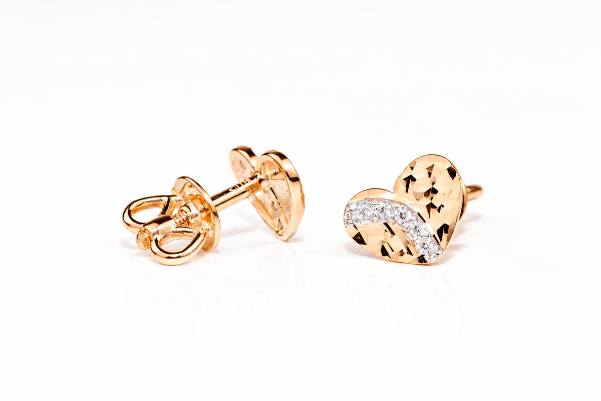 Rose Gold Stud Earrings Hearts