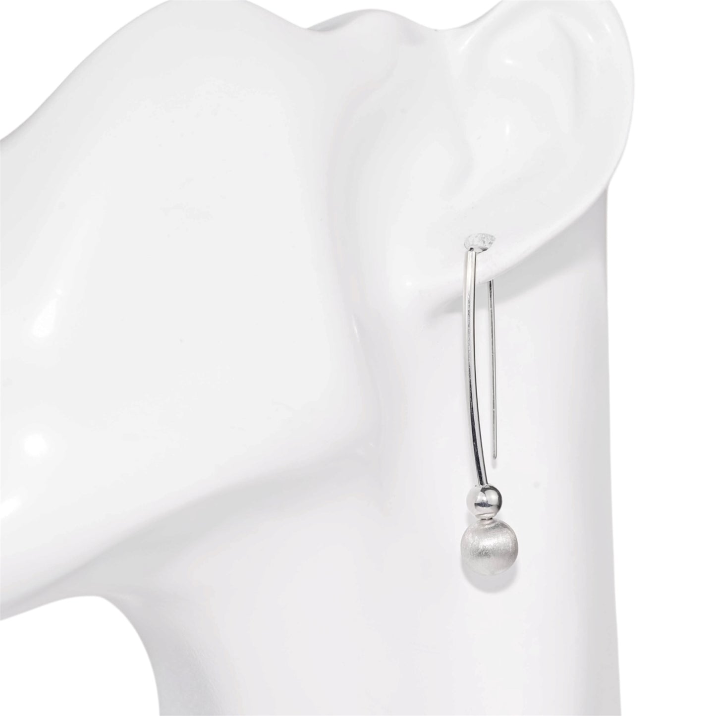 Silver Earrings Textured Sphere