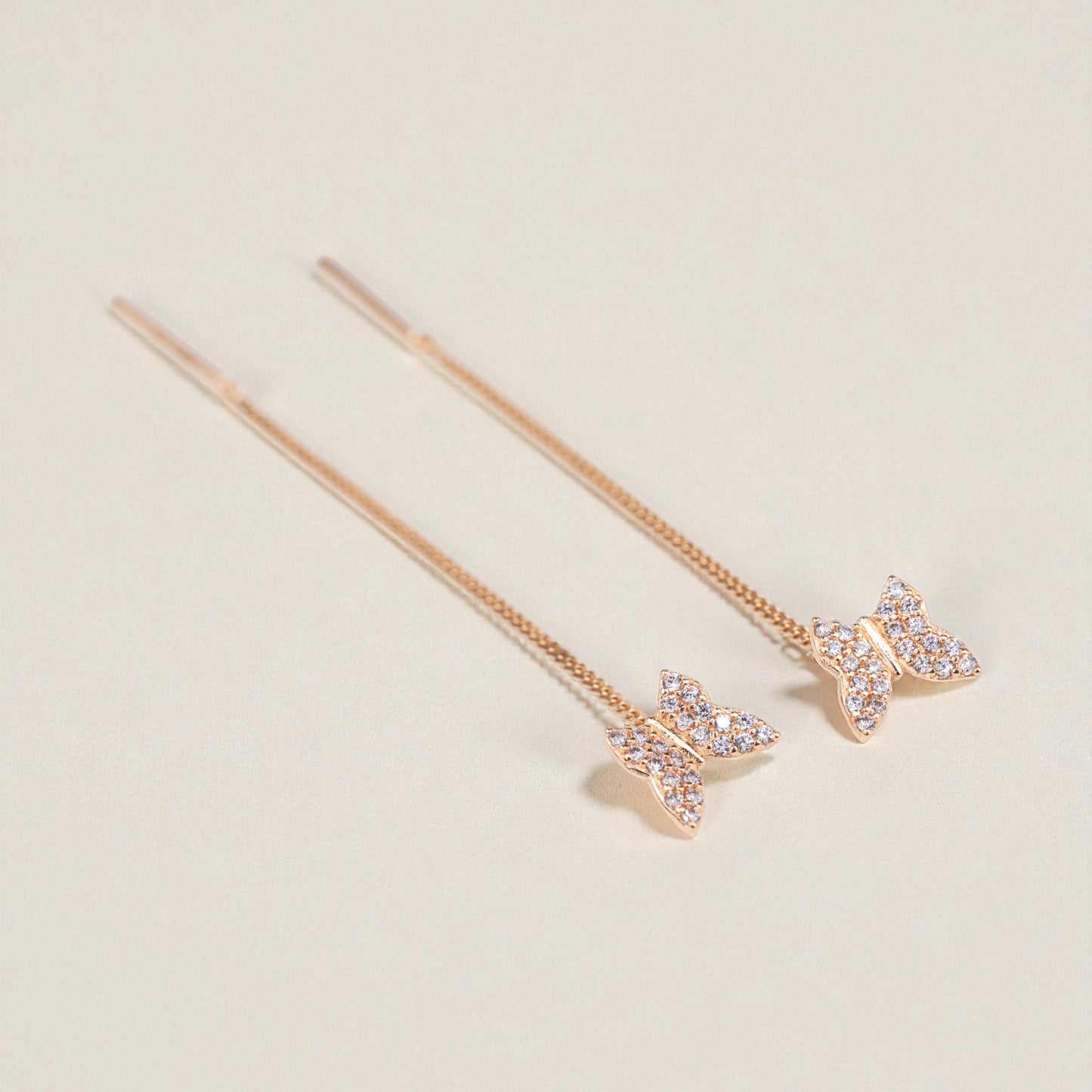 Thread Earrings Butterfly with White stones