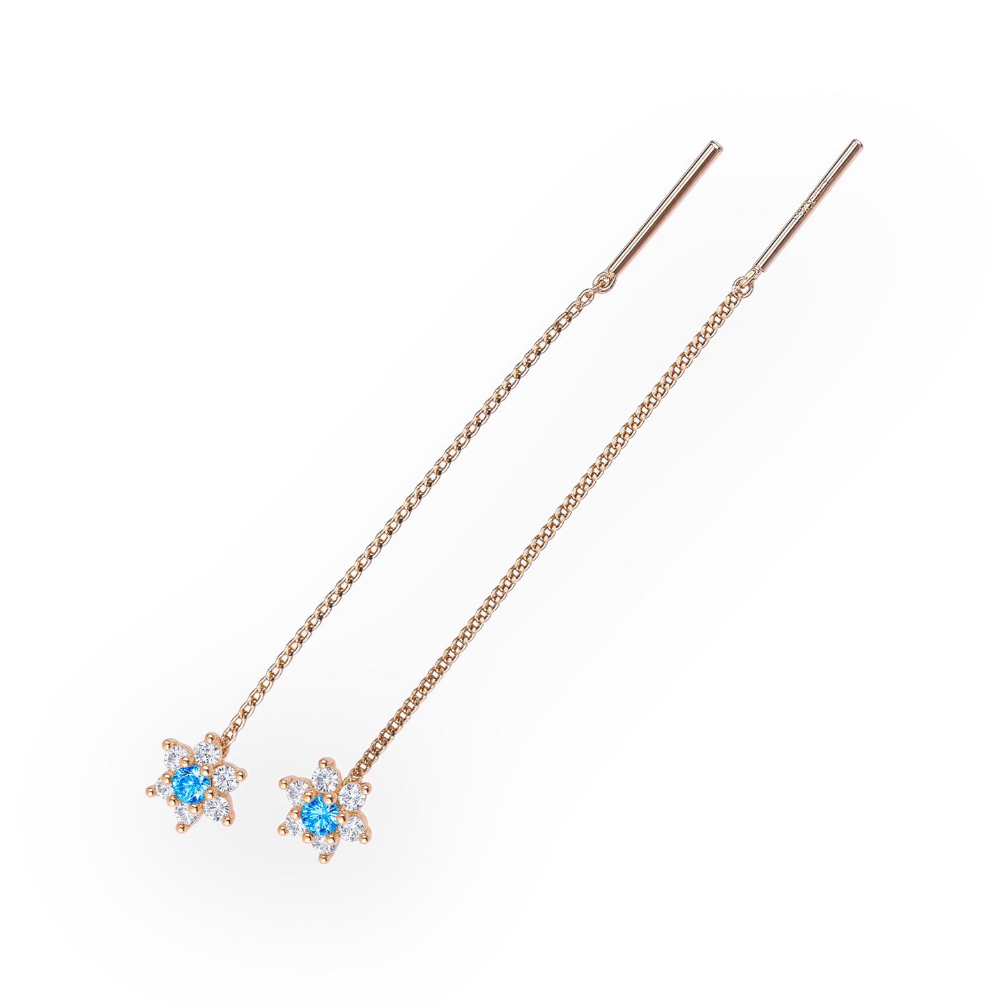 Thread Earrings Blue Flowers