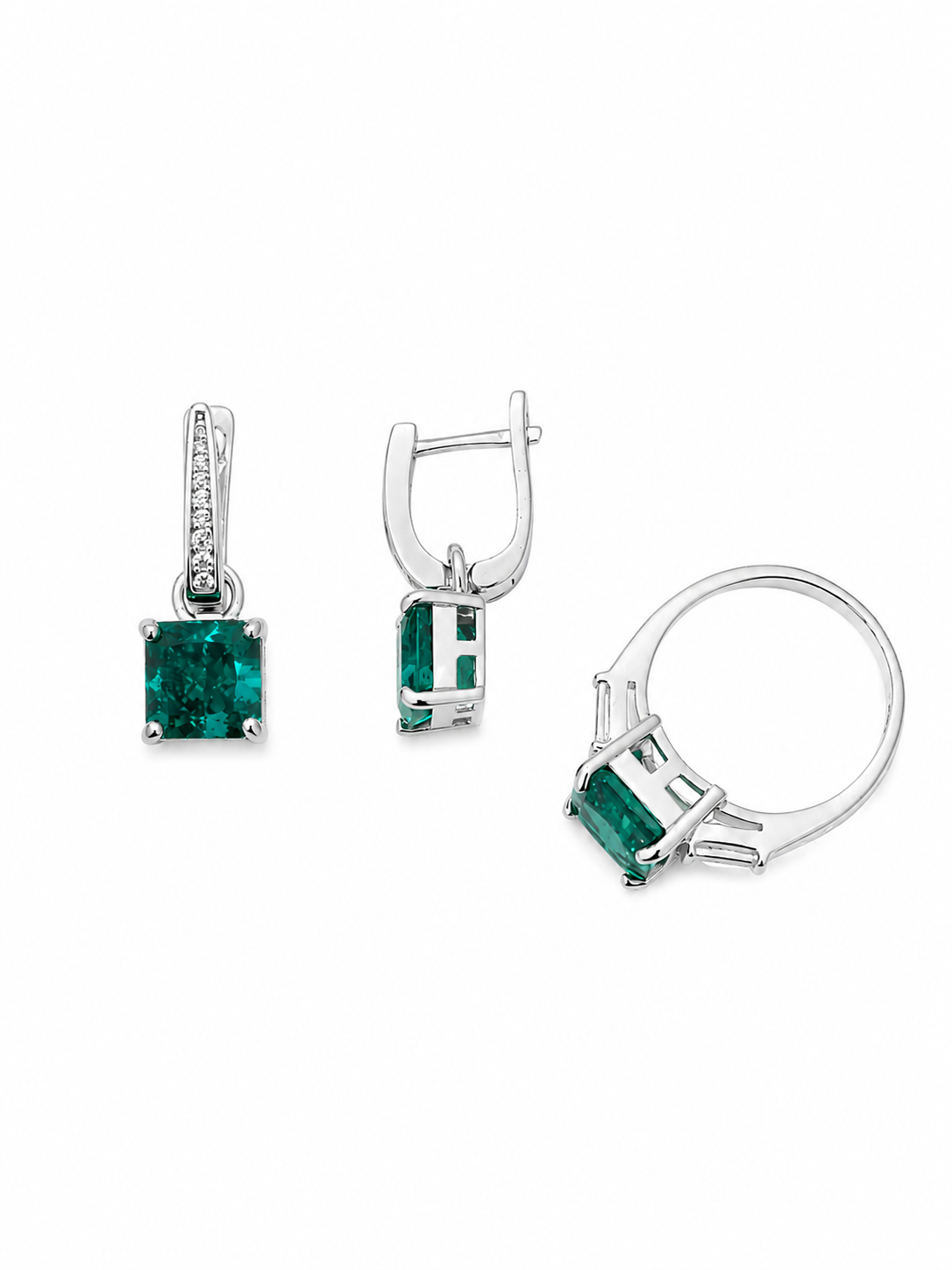 Silver Set Green Quartz