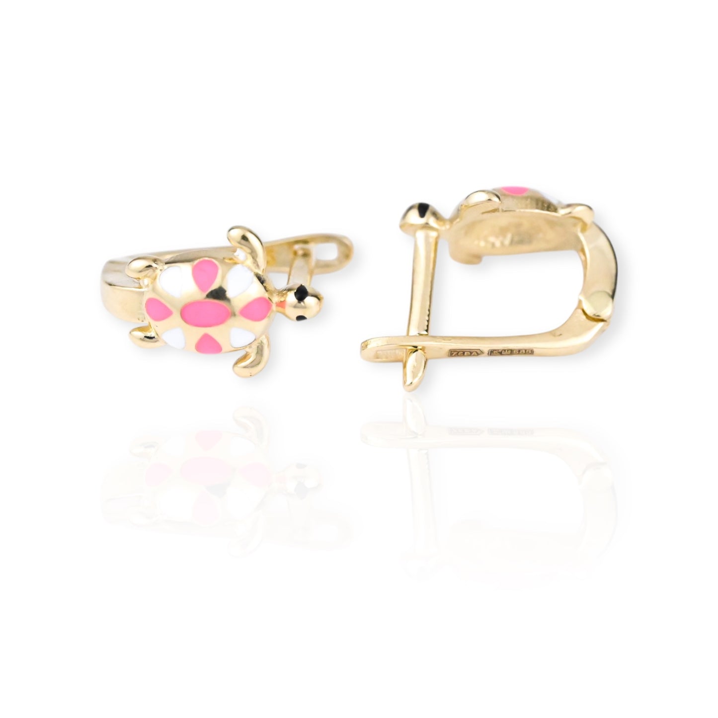 Yellow Gold Kids Earrings Turtle