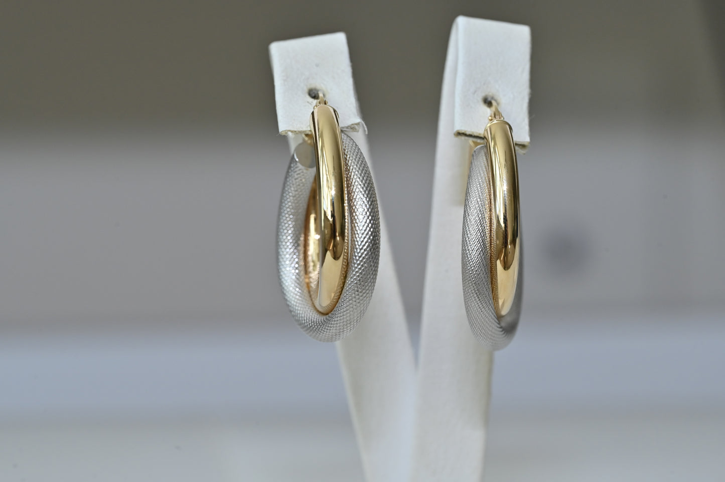 Hoop Earrings Yellow White Gold