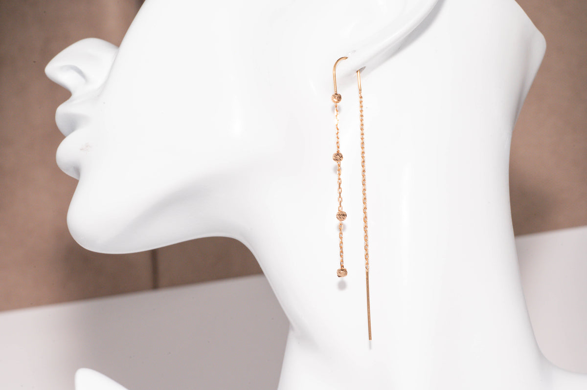 Thread Earrings Ball Rose Gold 585(14K)