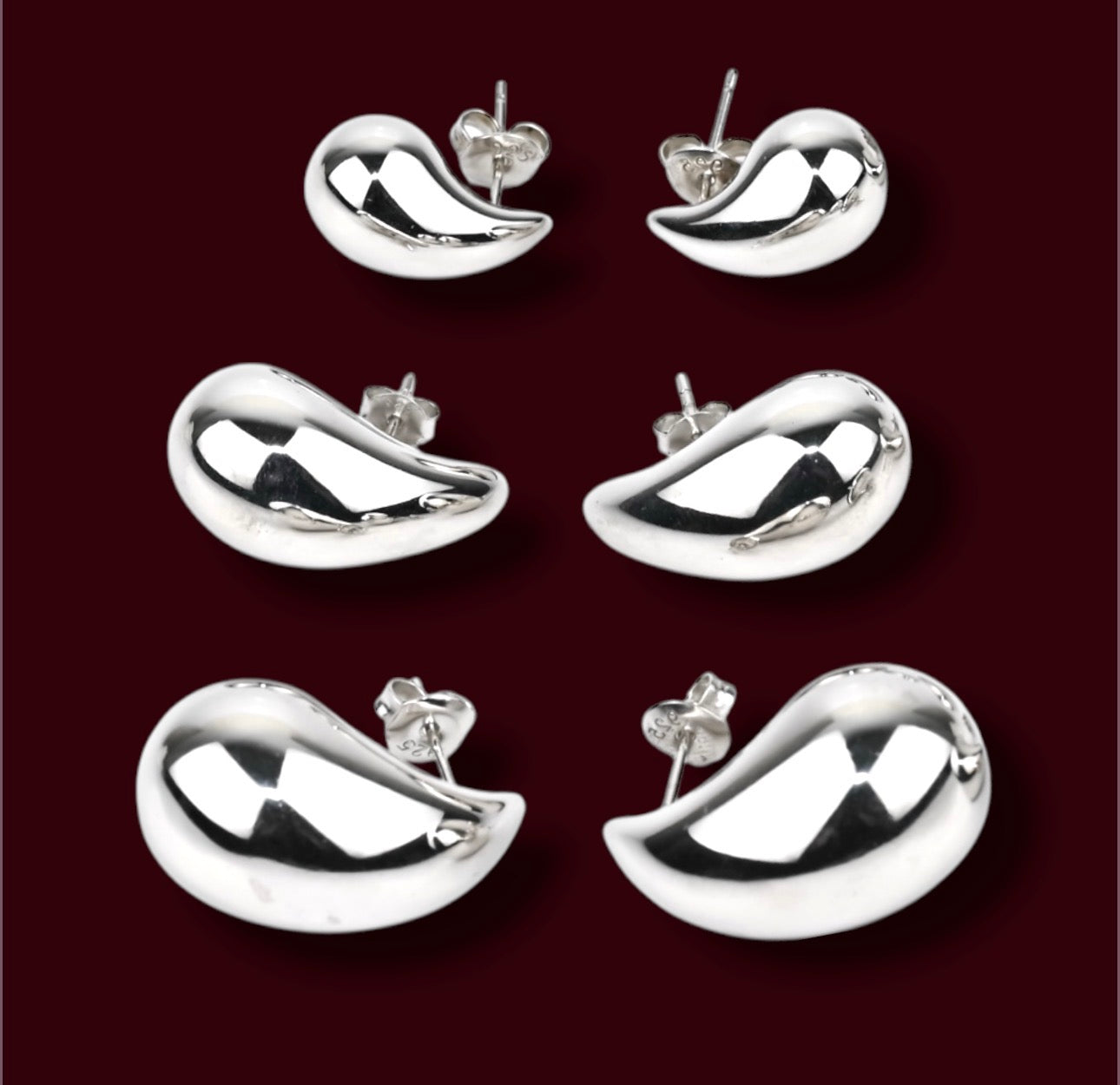 Silver 925 Drop Stud Earrings