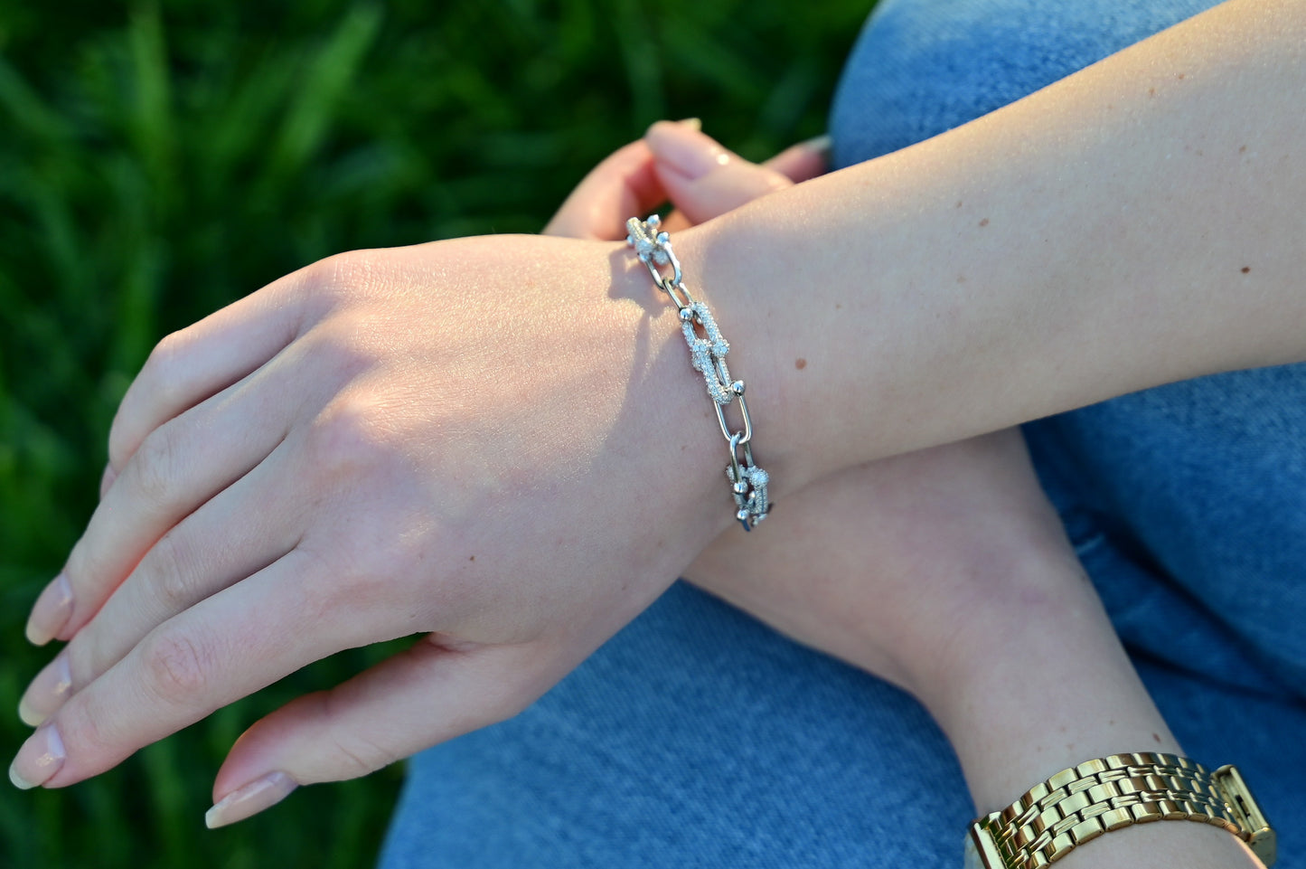Silver Bracelet with Zirconia stones