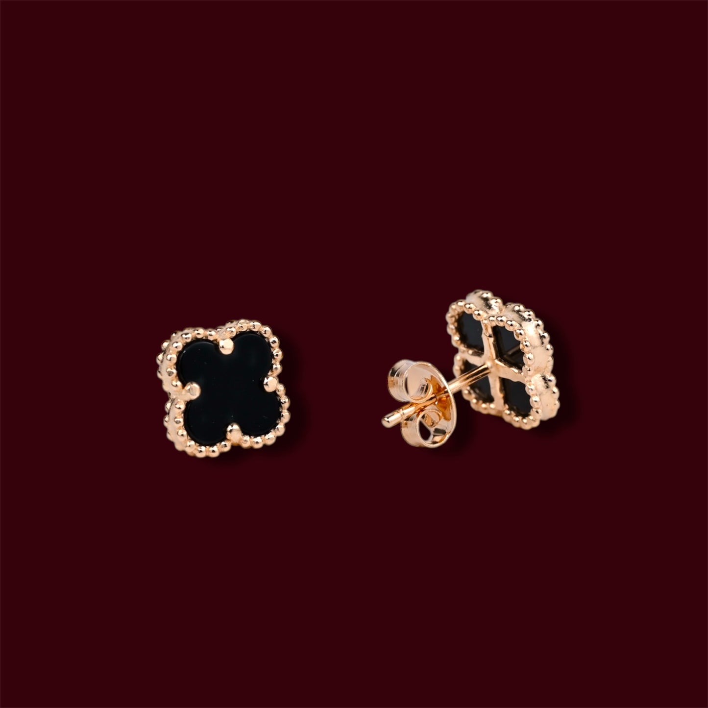 Silver 925 Gold Plated Clover Stud Earrings