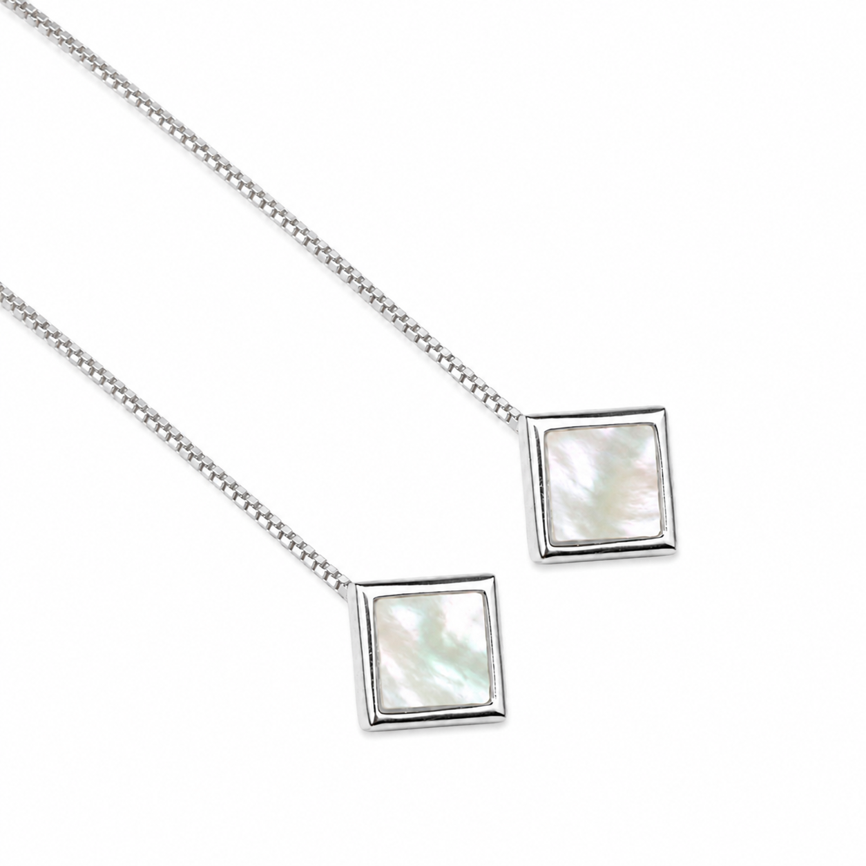 Thread Silver Earrings Mother of Pearl