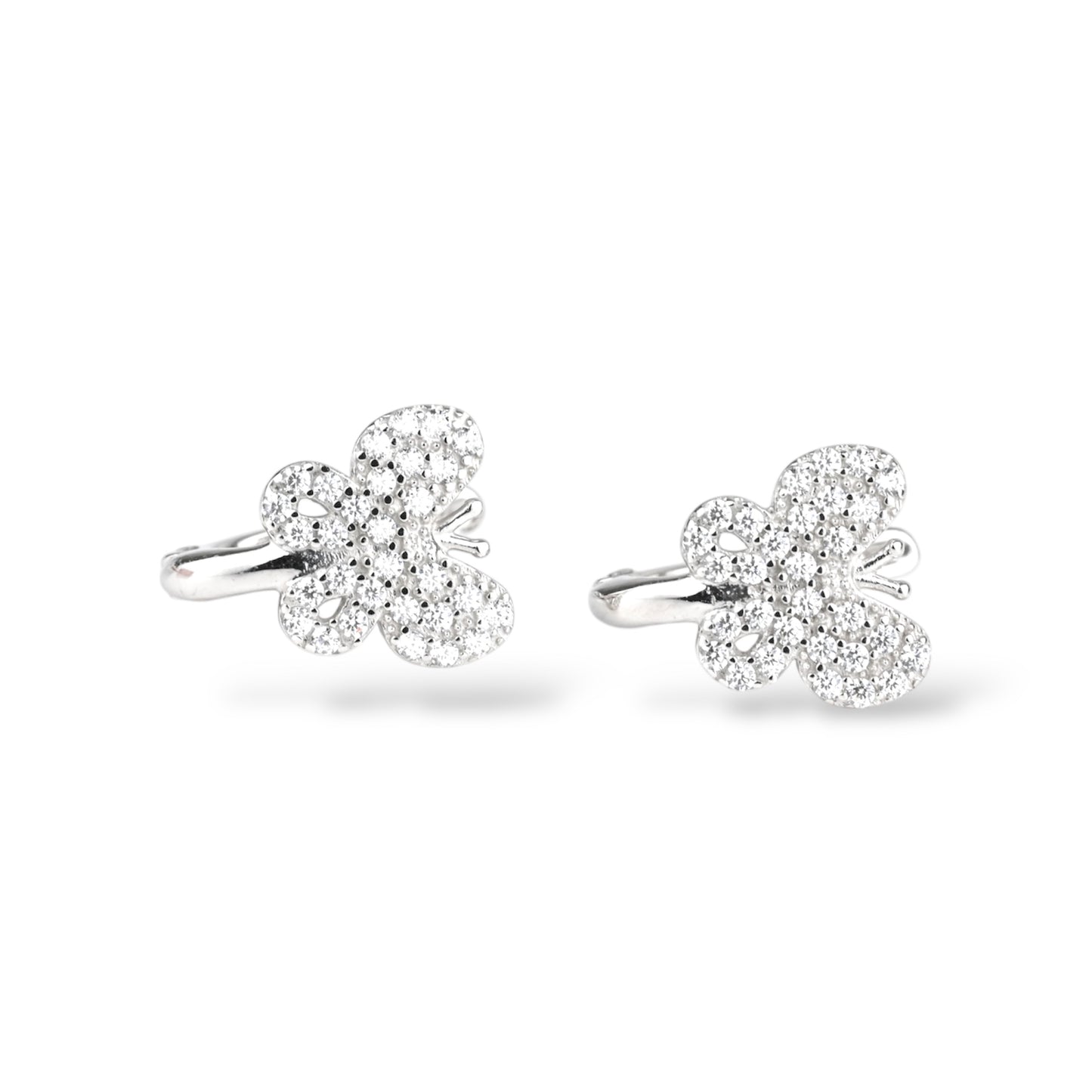 Kids Earrings White Gold Butterfly