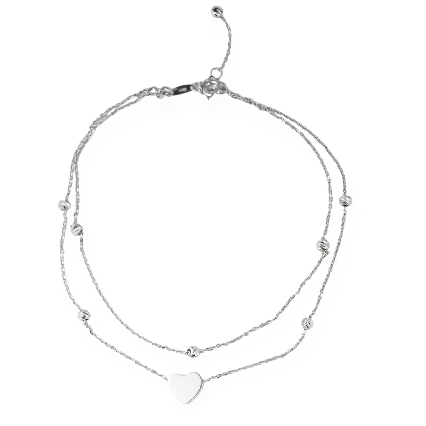 White Gold Anklet Heart