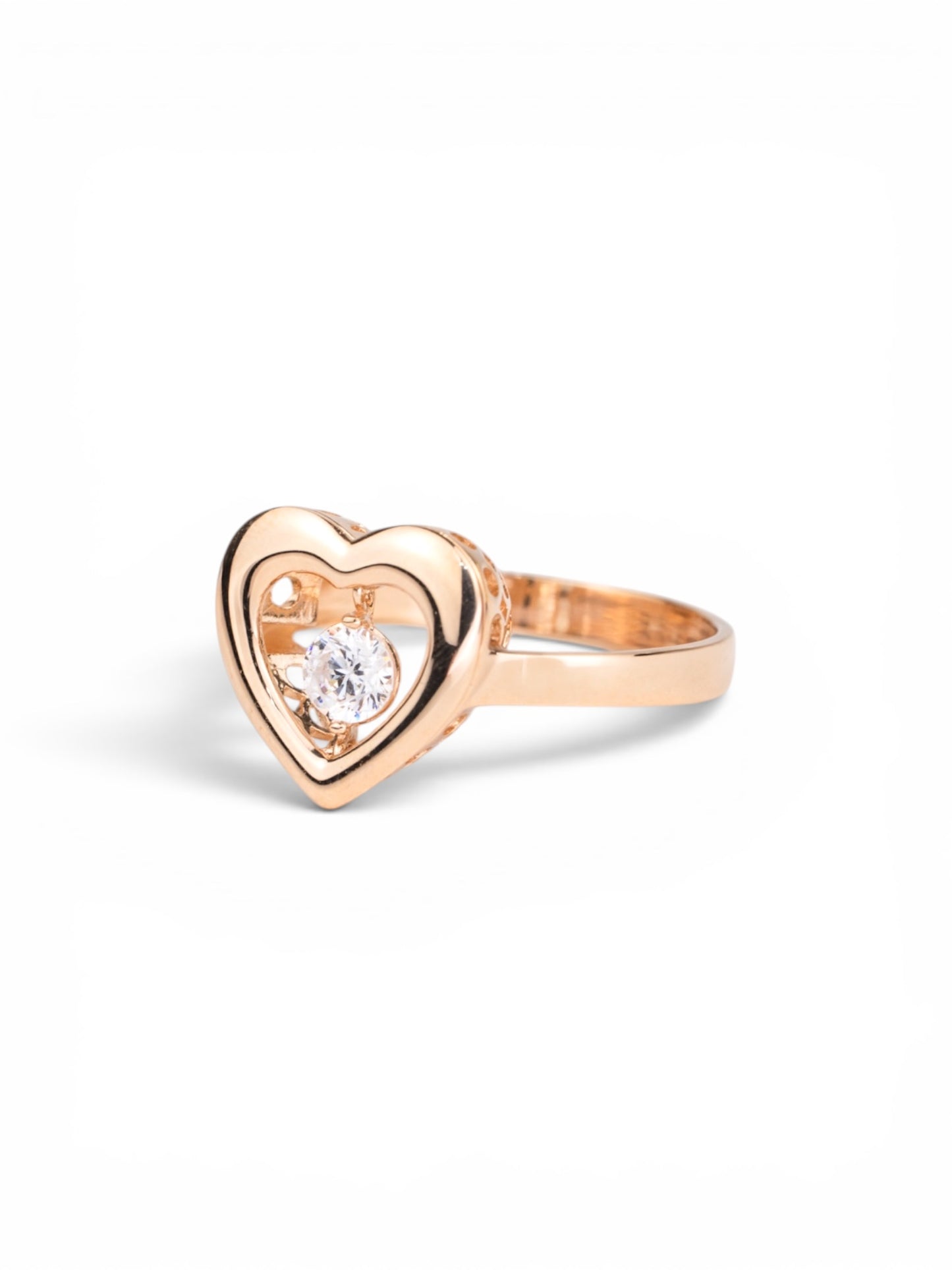 Ring Rose Gold 585(14K) Heart with movable Zirconia stone