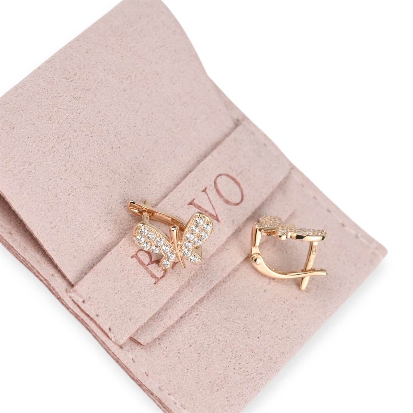 Kids Earrings Rose Gold Butterfly