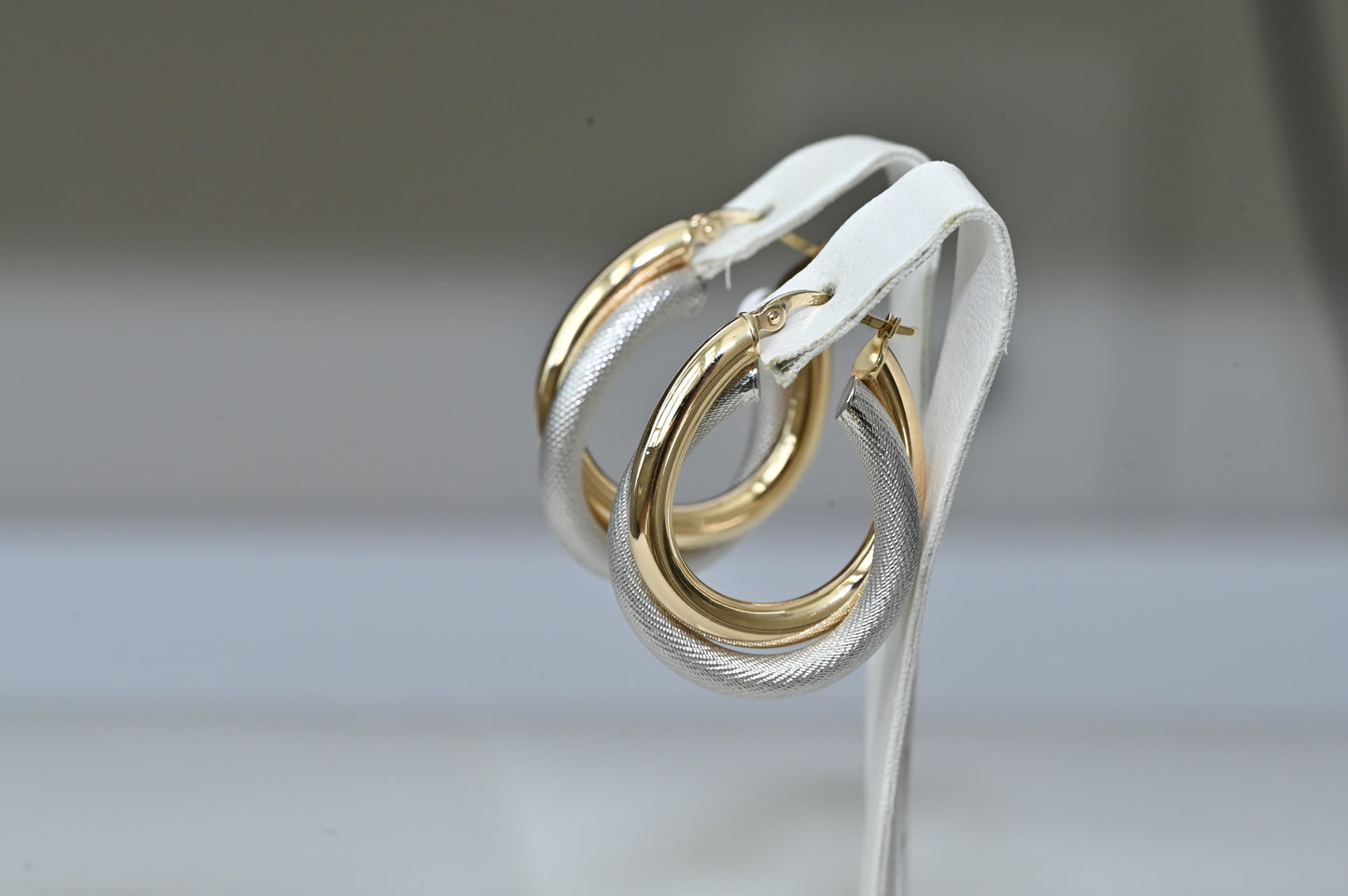 Hoop Earrings Yellow White Gold