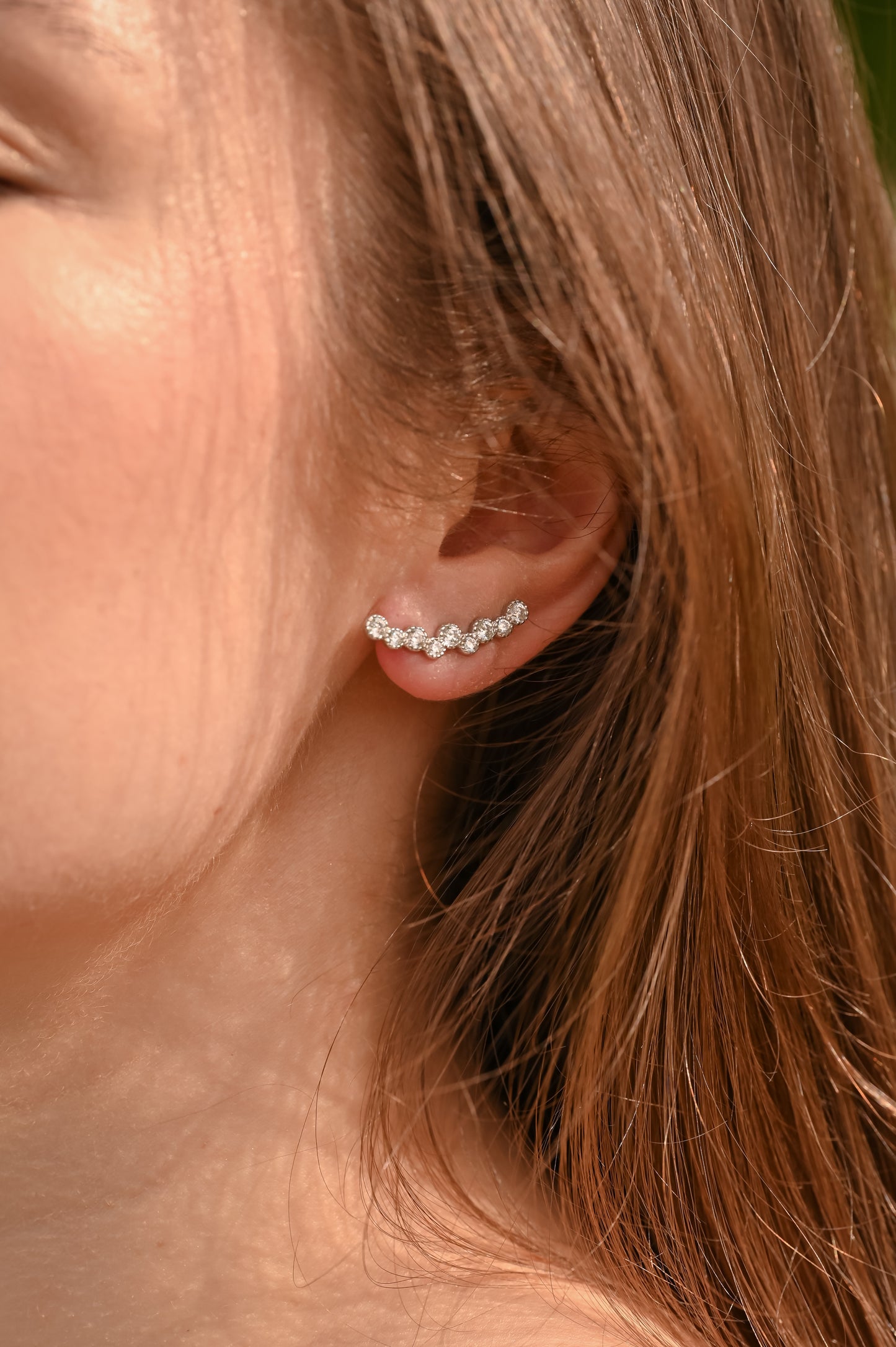 White Gold Cuff Earrings