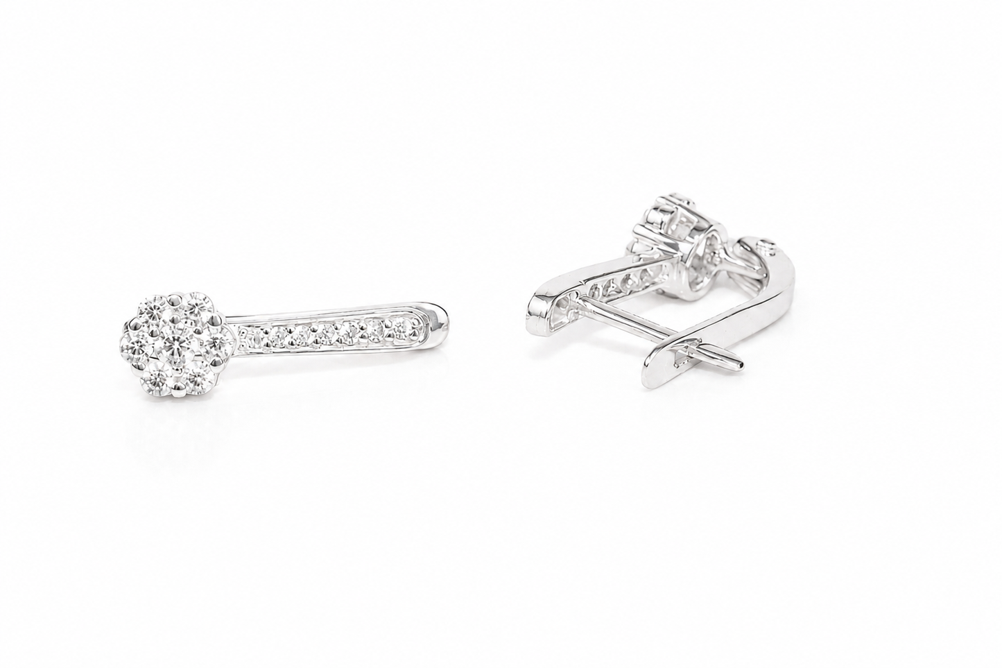 Earrings Flowers White Gold 585(14K)