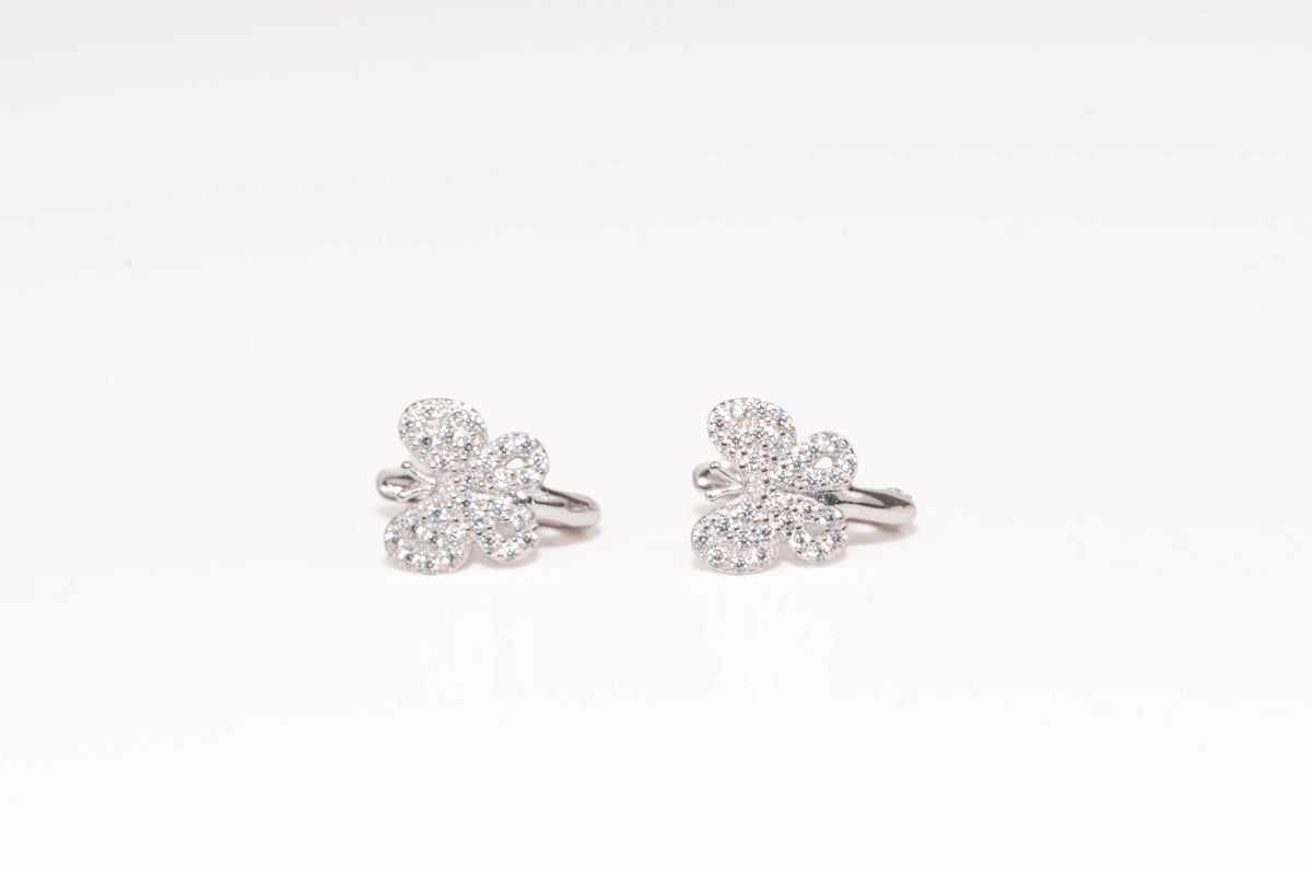 Kids Earrings Butterfly White Gold 585(14K)