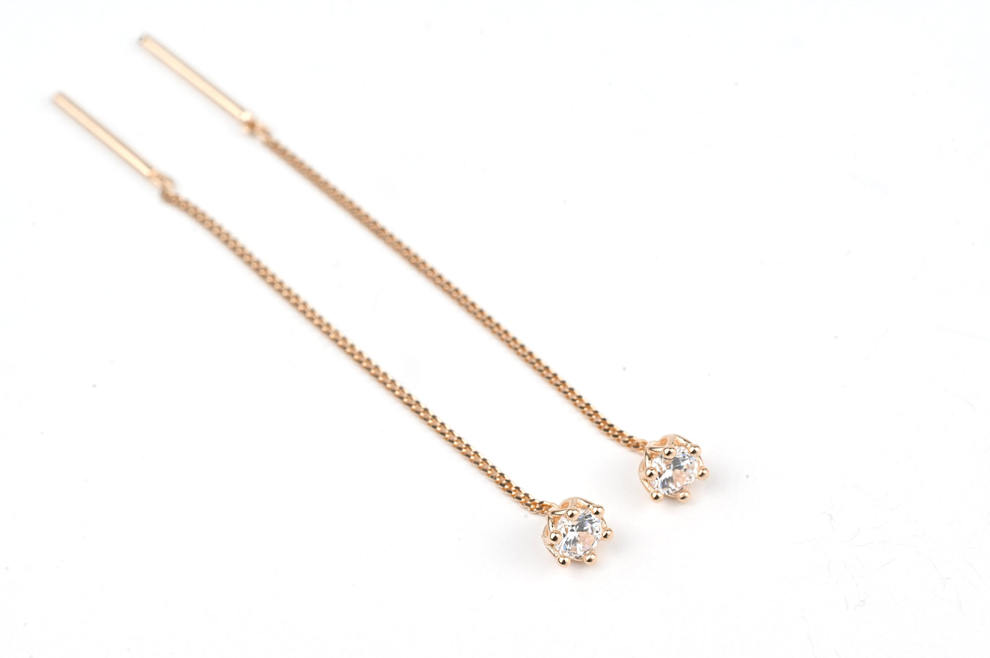 Thread Earrings with Zirconia stones