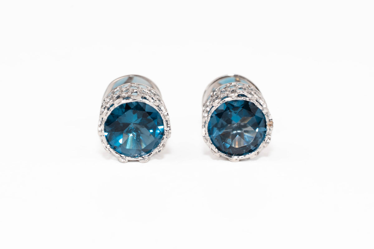 White Gold Studs Earrings London Topaz