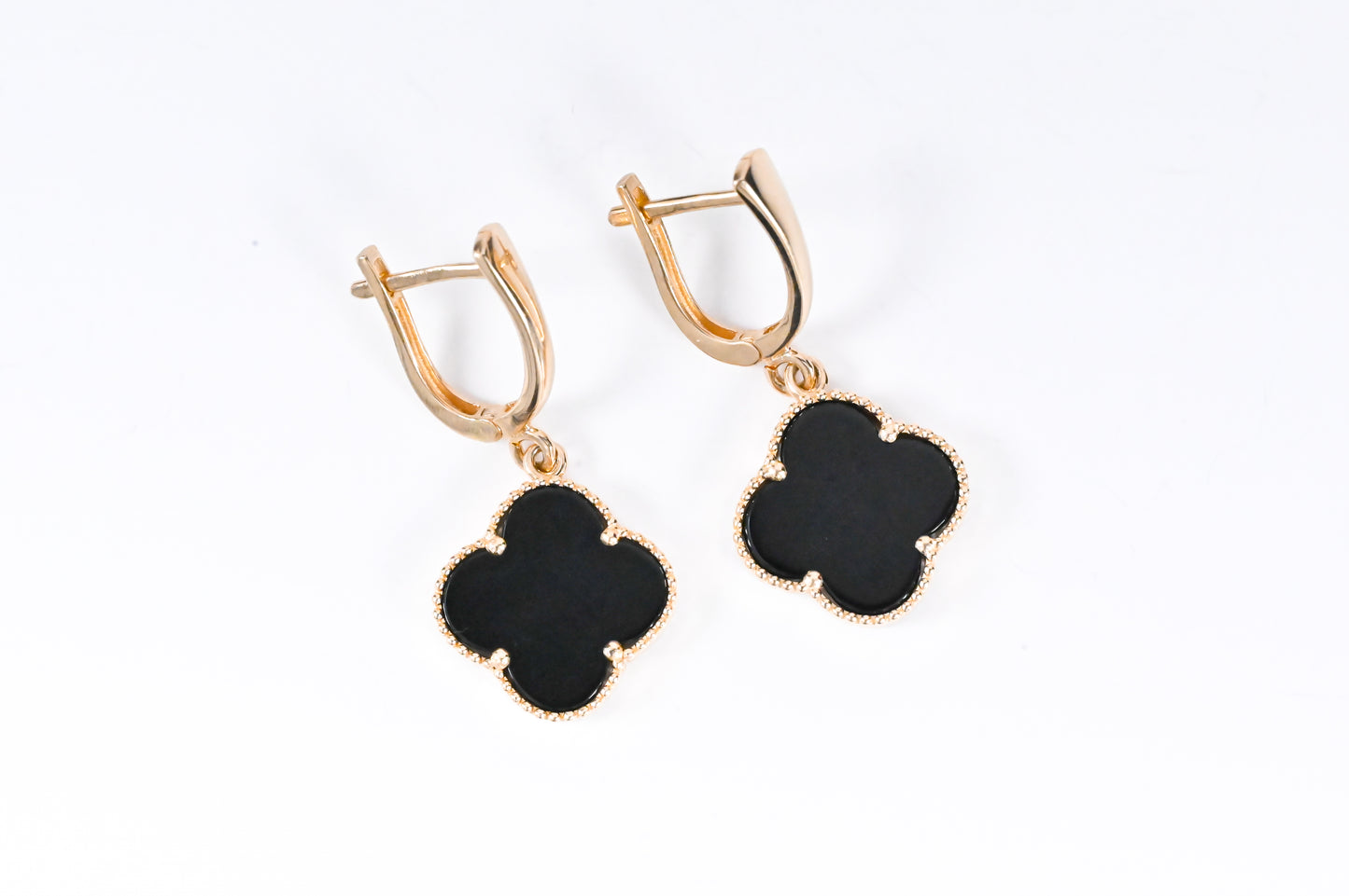 Dangle Clover Earrings Onyx