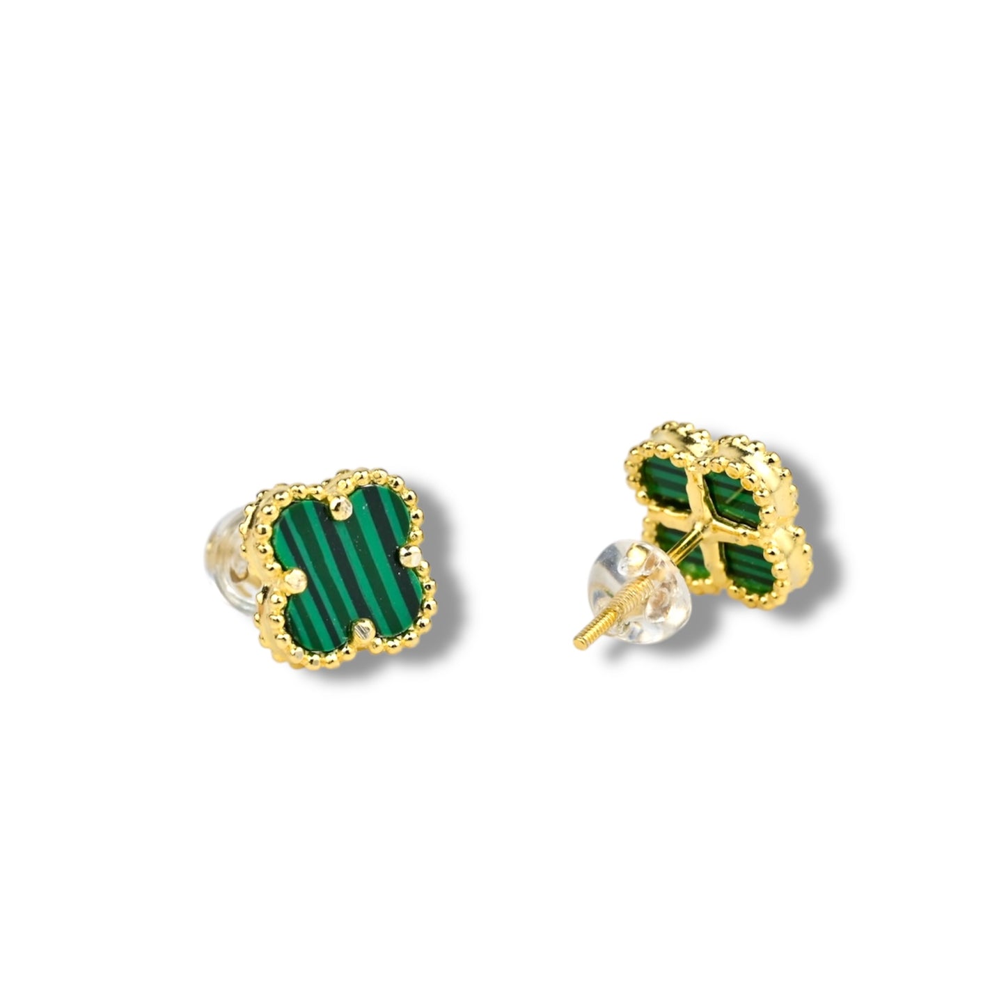 Silver 925 Gold Plated Clover Stud Earrings