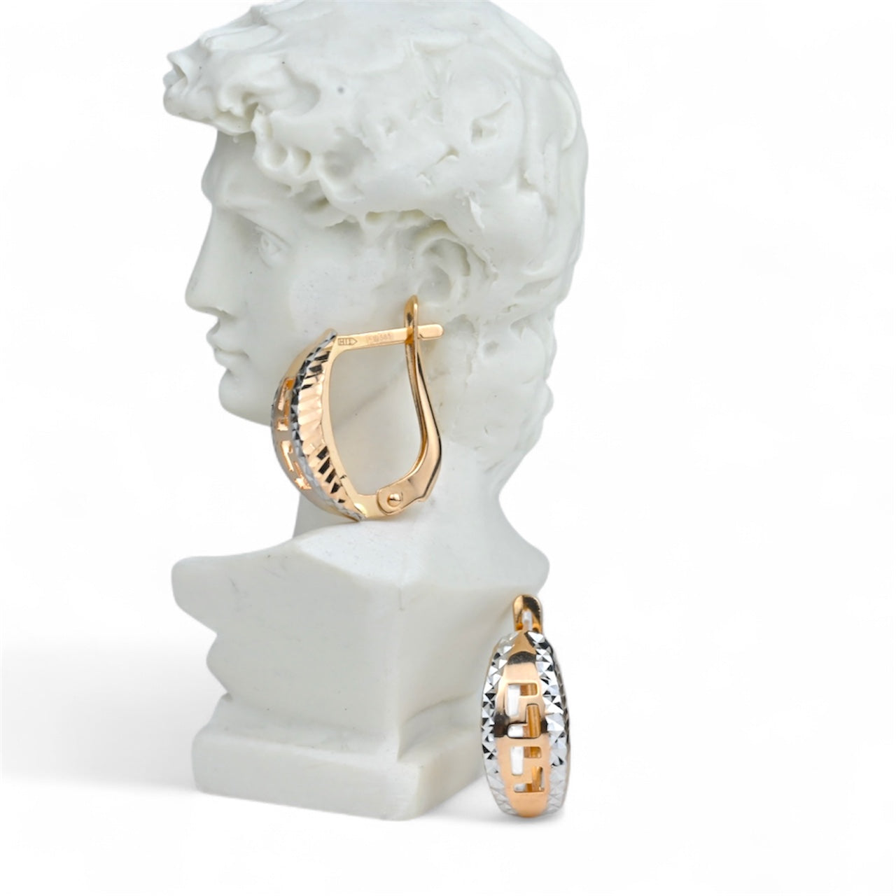 Rose and White Gold Earrings