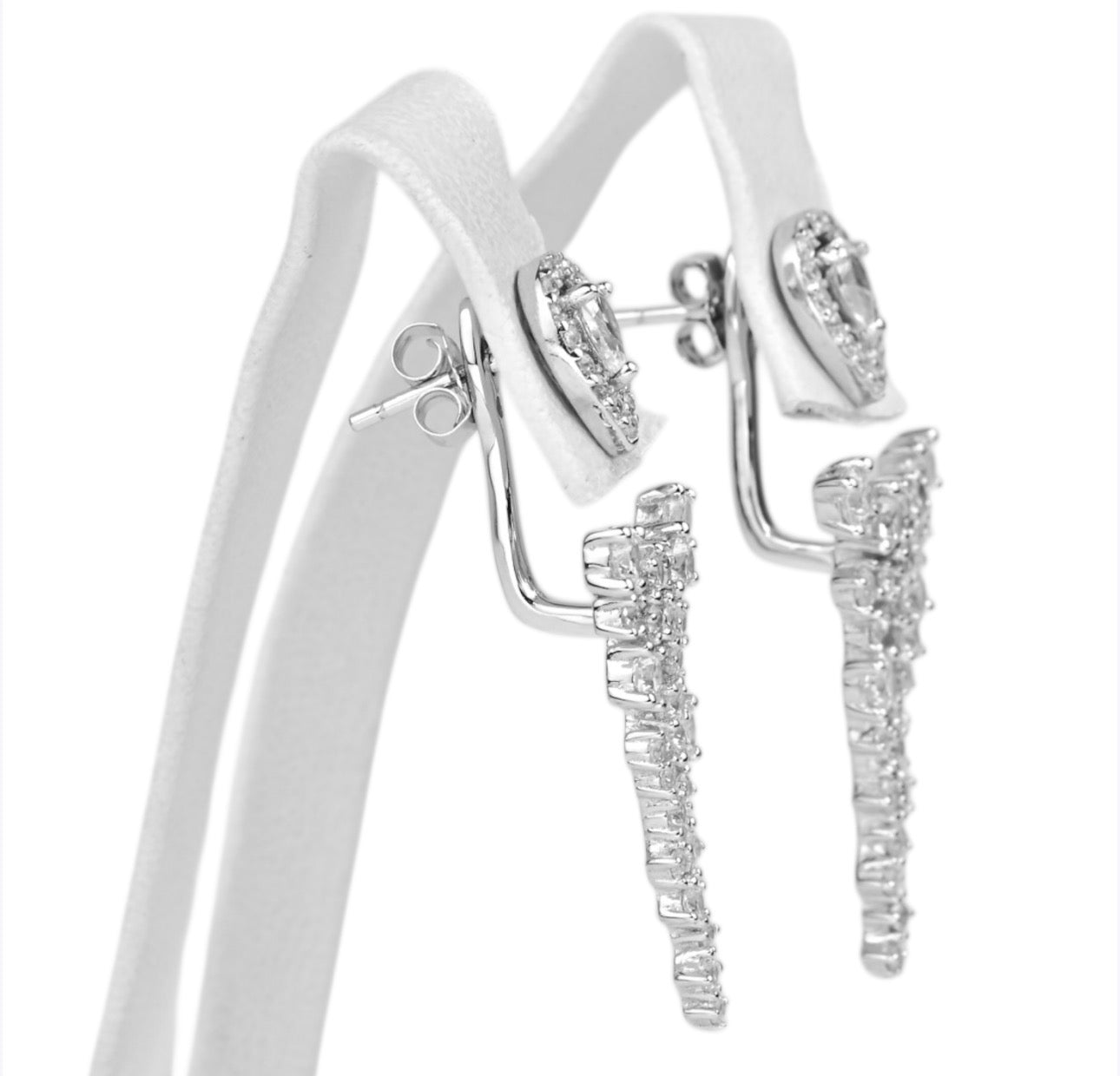 Silver Transformer Earrings with Zirconia stones