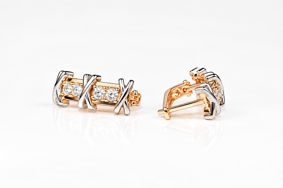Rose Gold Earrings with Zirconia stones