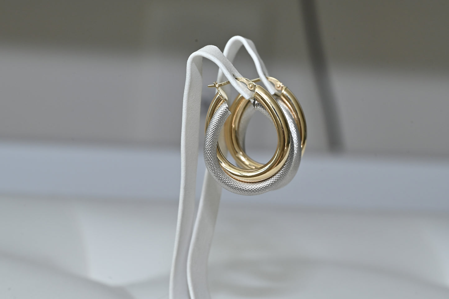 Hoop Earrings Yellow White Gold