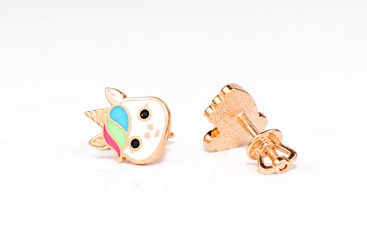 Kids Stud Earrings Rose Gold 585(14K) Unicorn