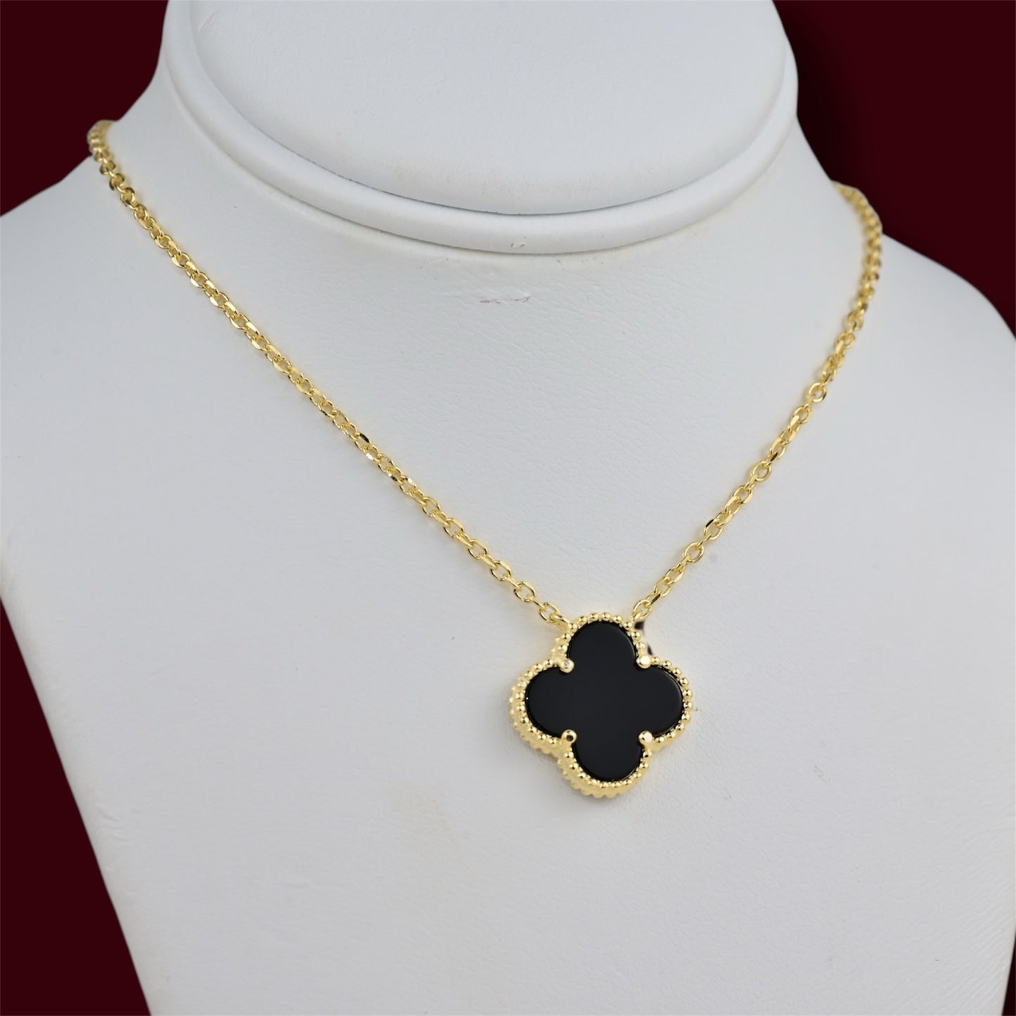 Necklace Silver 925 Yellow Gold Plated Clover Pendant