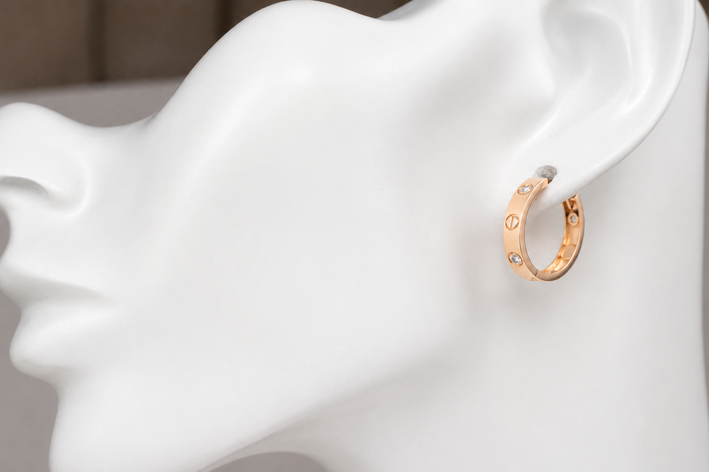 Hoops Earrings Rose Gold with Zirconia stones