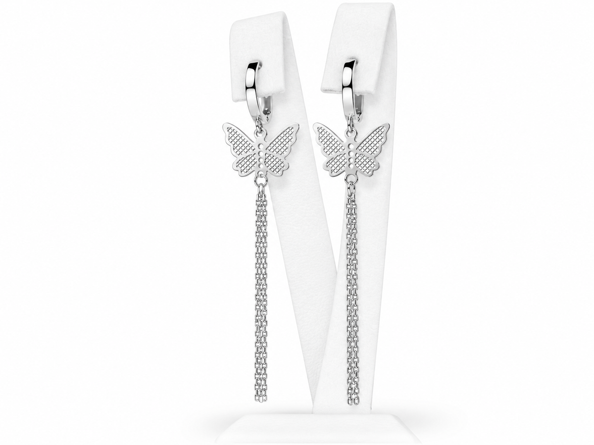 Dangle Earrings White Gold 585 Butterfly