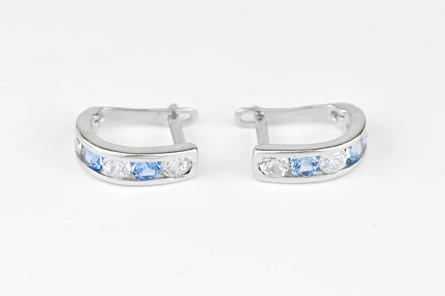 Silver Kids Earrings Blue stones