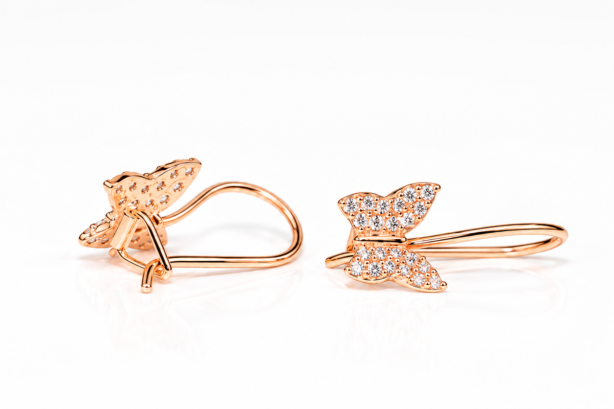 Kids Earrings Rose Gold 585(14K) Butterfly