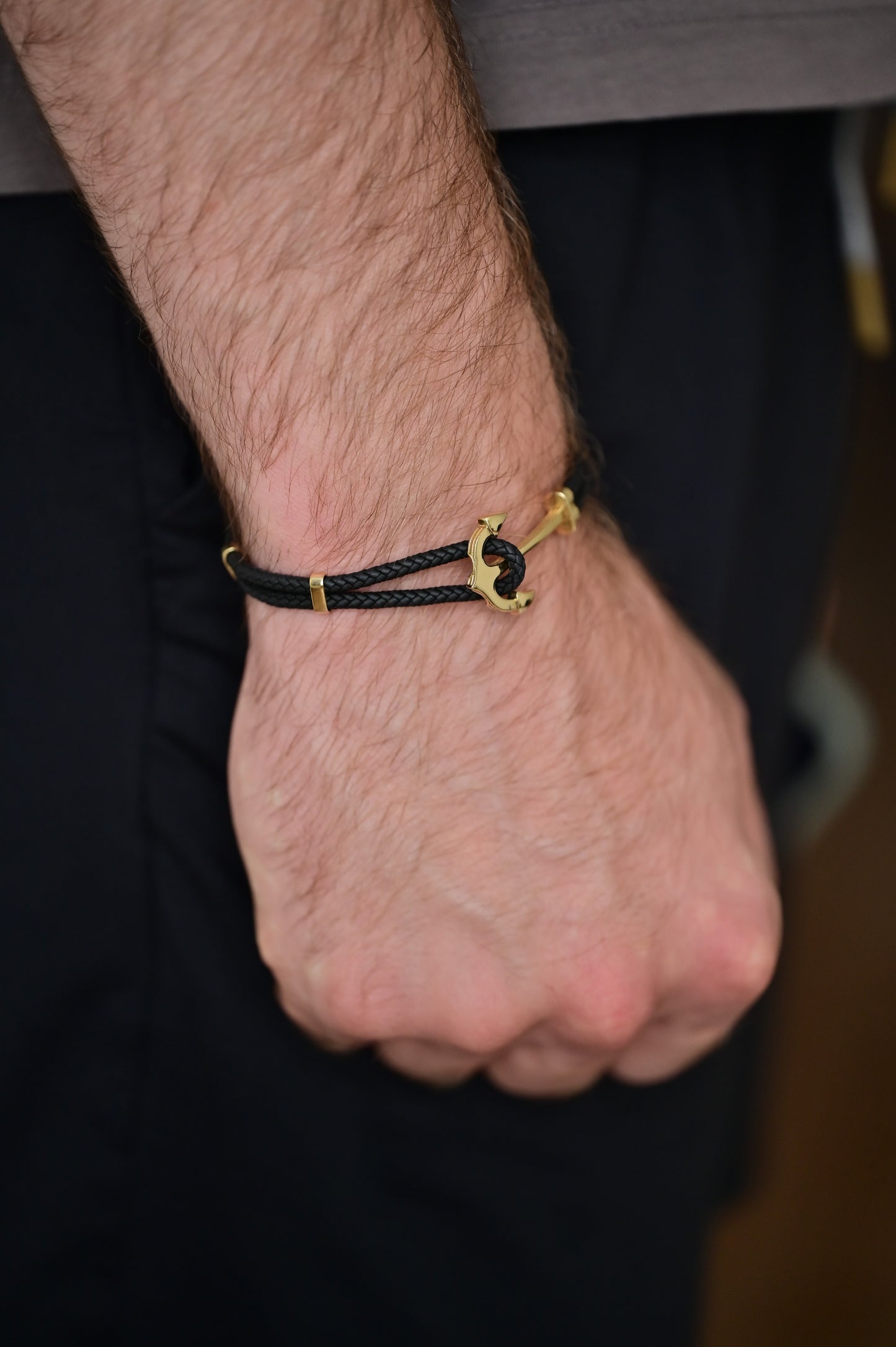 Black Leather Bracelet for Men