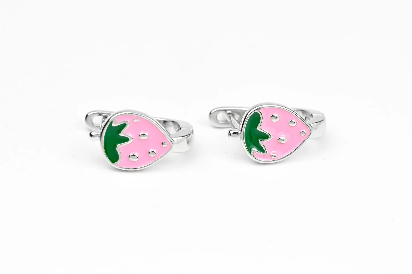 Kids Earrings Strawberry Silver