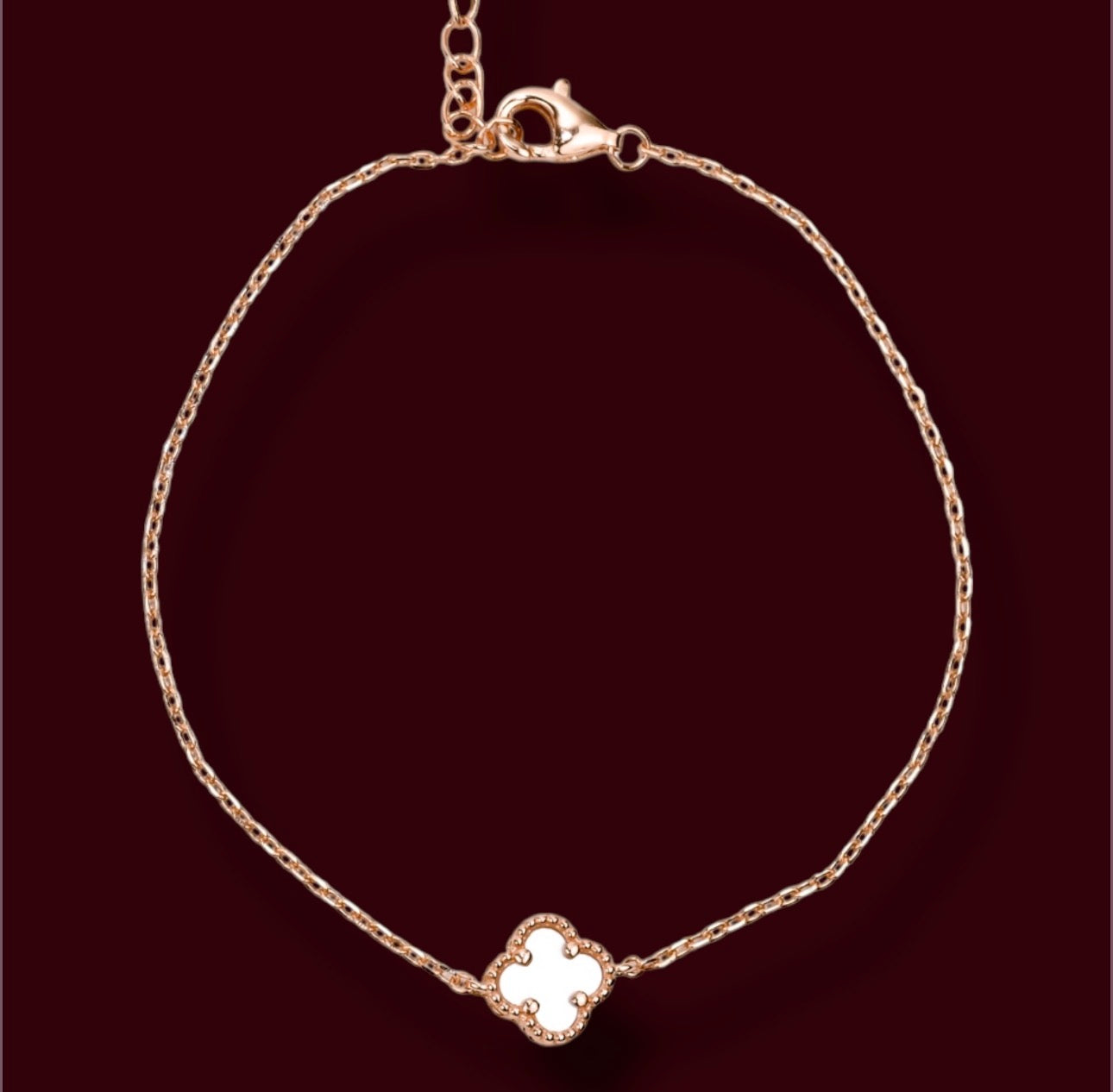 Mother of Pearl Silver Bracelet clover Rose Gold Plated