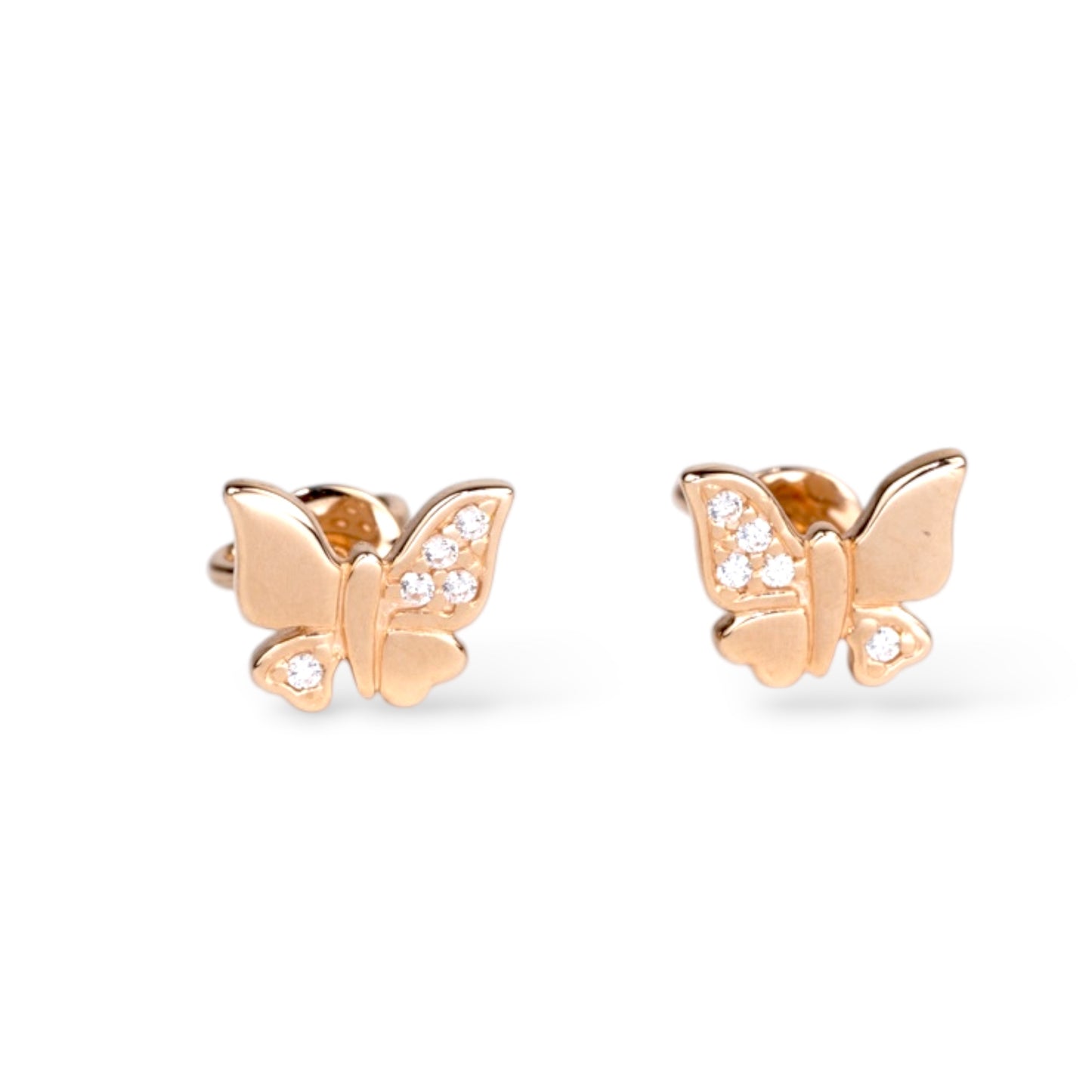 Rose Gold 585 (14K) Studs Kids Earrings Butterfly
