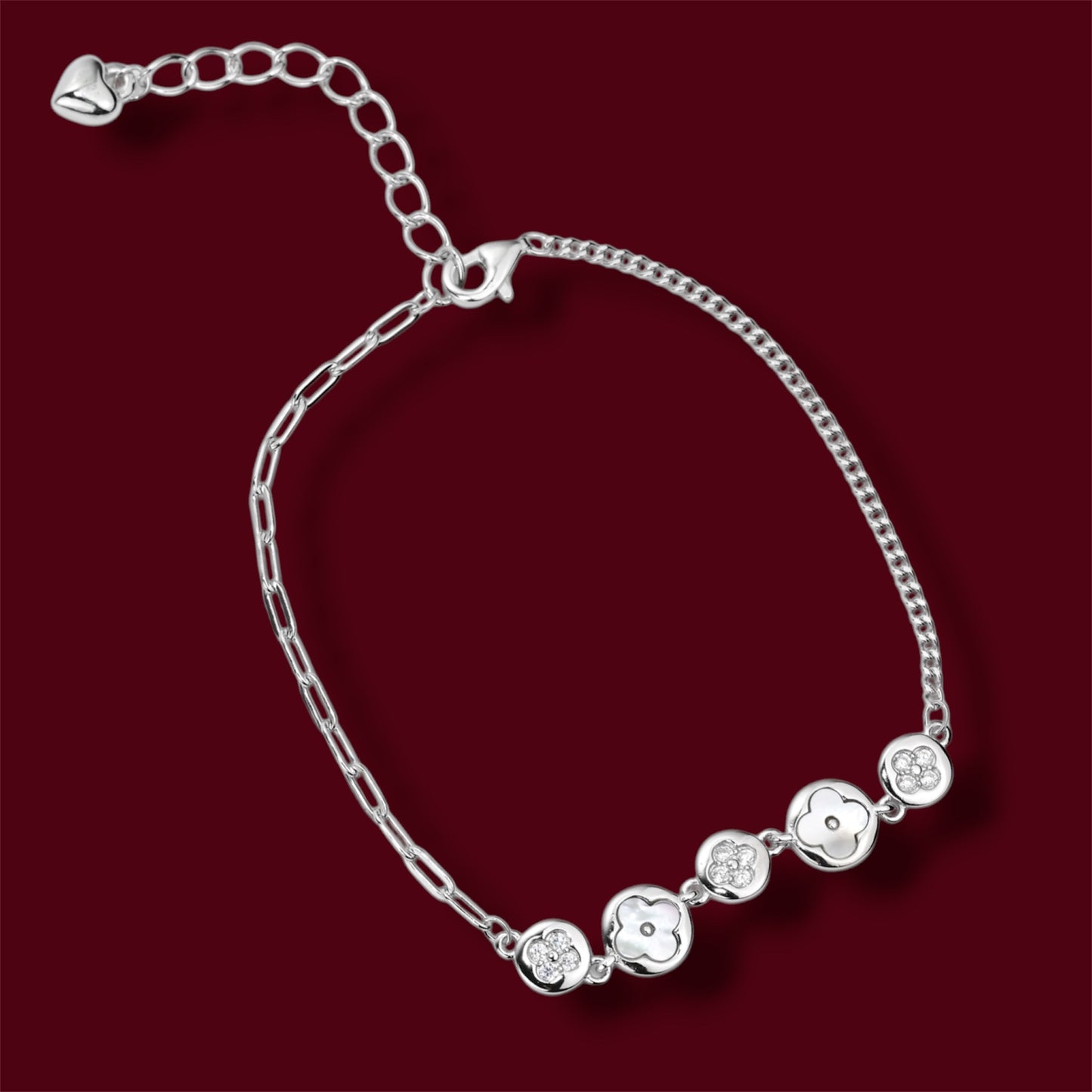 Silver Bracelet Clover Mother of Pearl