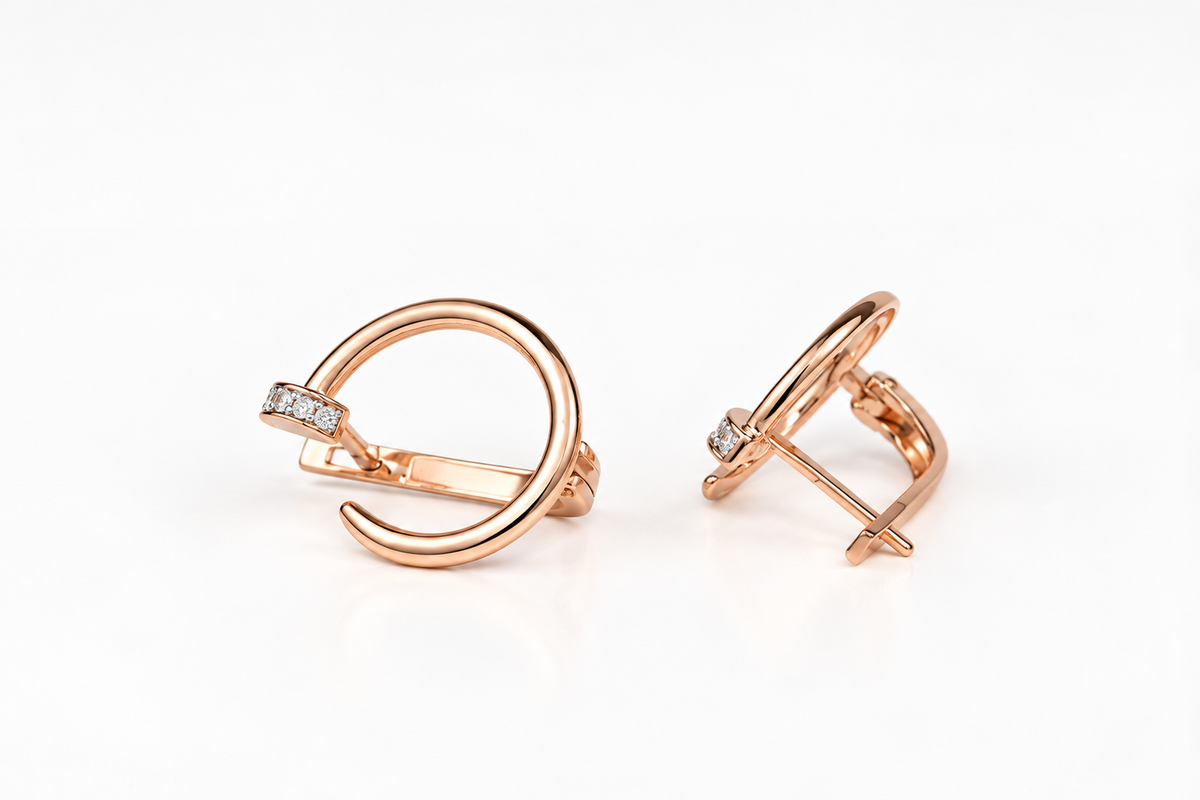 Rose Gold Earrings Nails