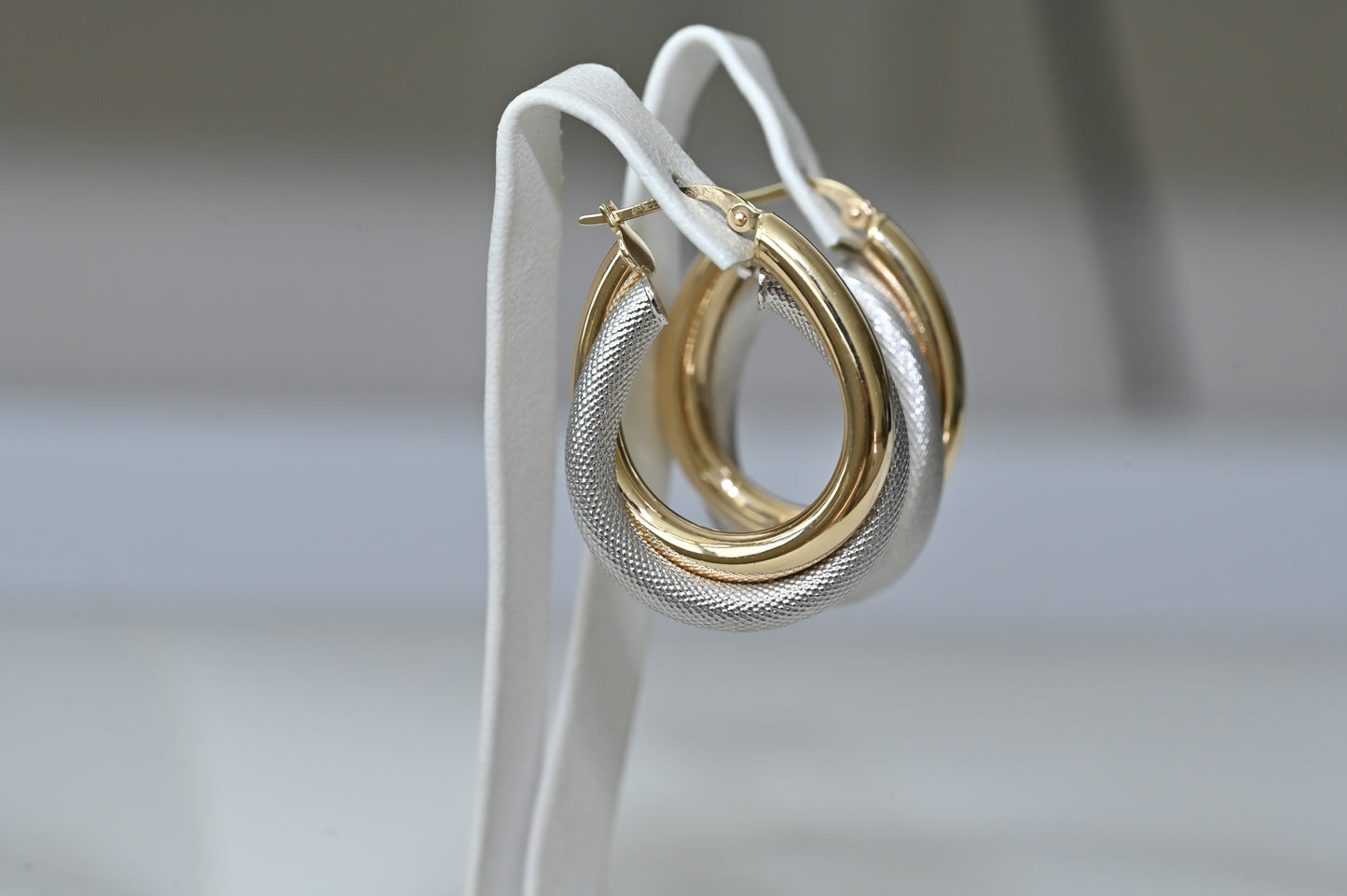 Hoop Earrings Yellow White Gold